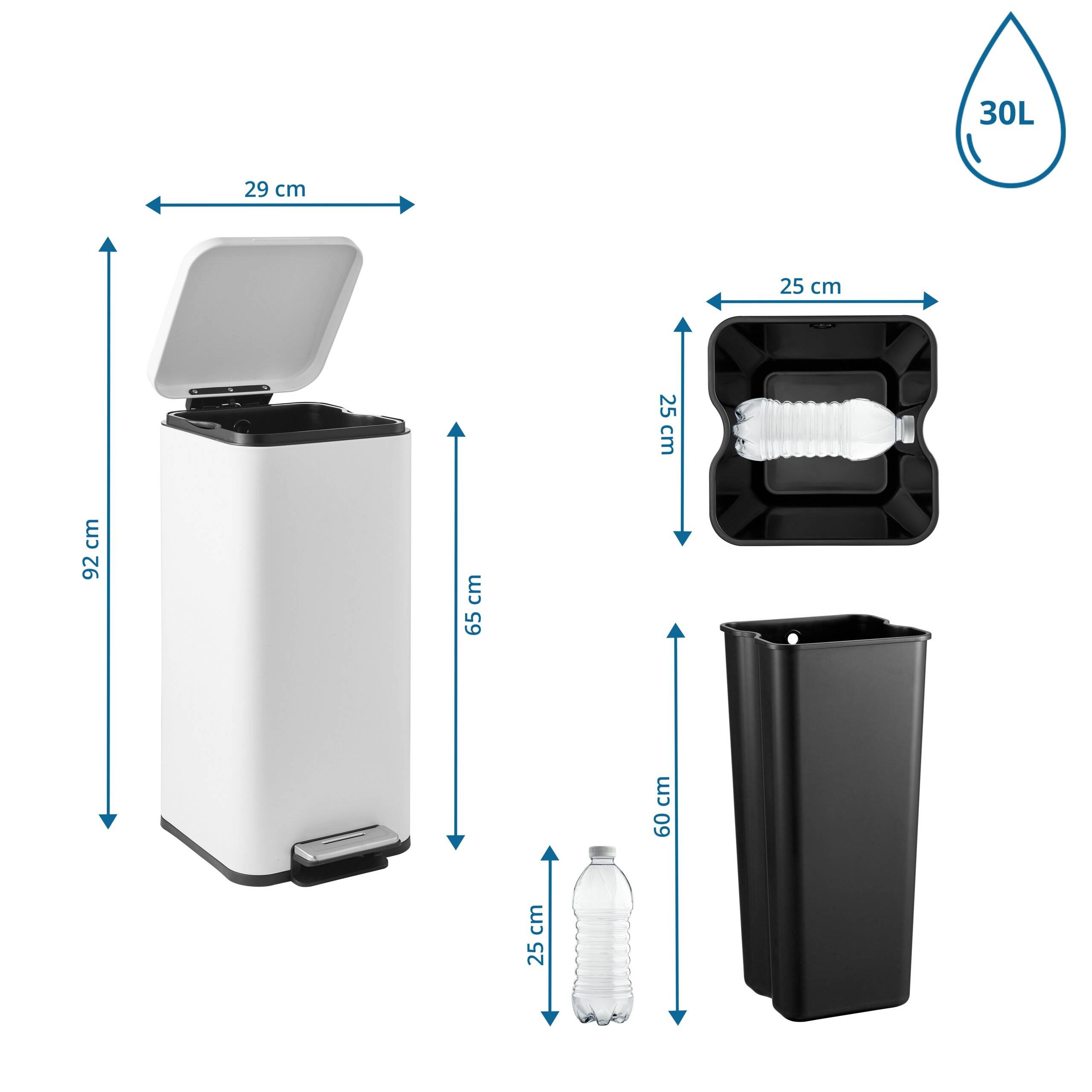 Abfallsammler Mülltrennsystem Clean Square - 30 L Stahl weiß hjh OFFICE-1