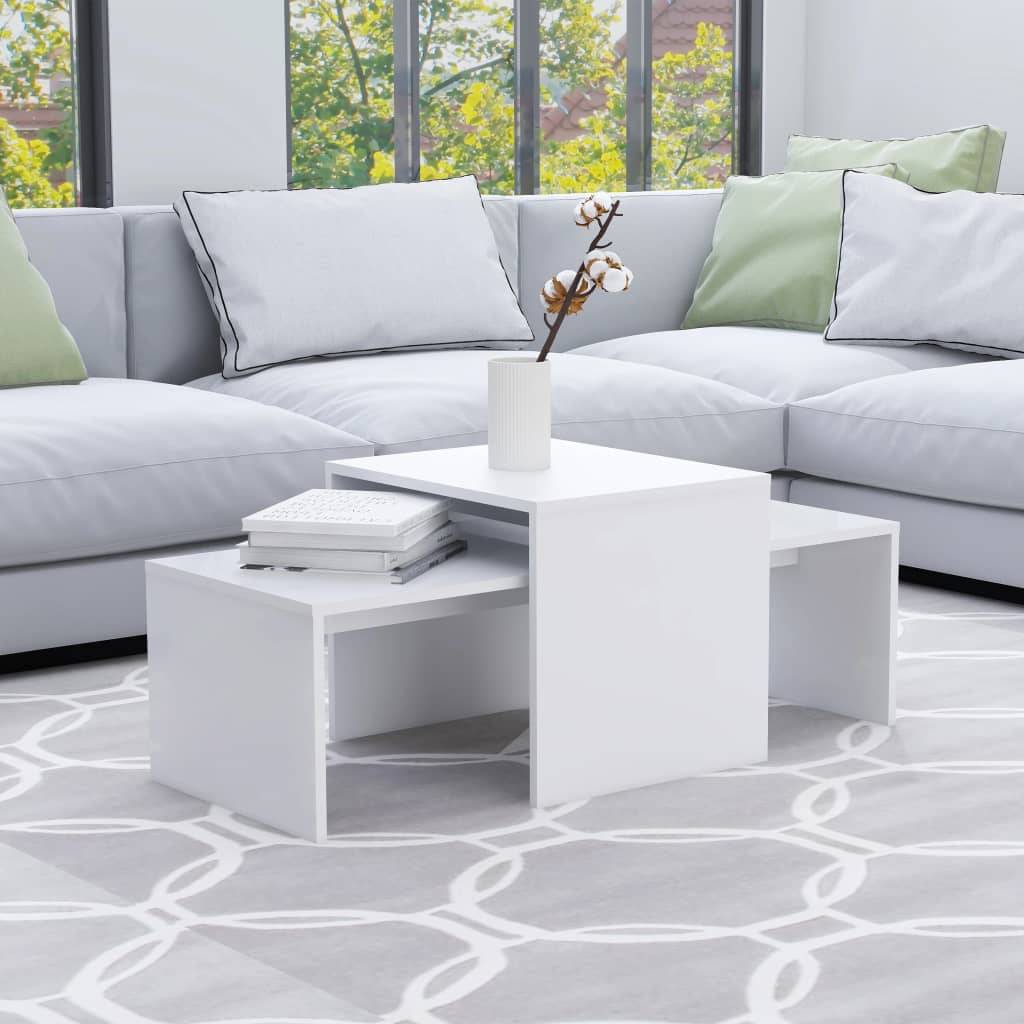 vidaXL Couchtisch-Set Weiß 100x48x40 cm Holzwerkstoff-0