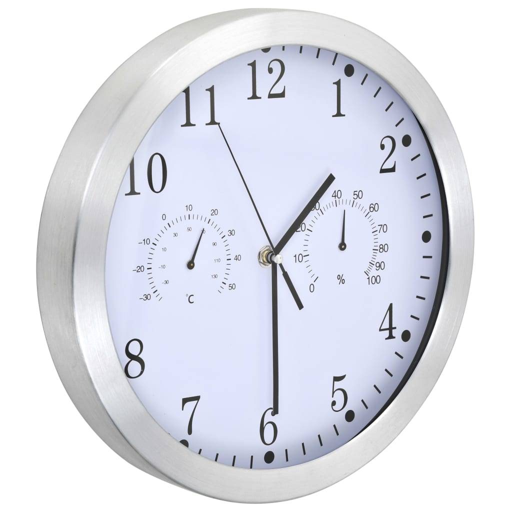 vidaXL Wanduhr mit Quarzwerk, Hygrometer und Thermometer 30 cm Weiß-3