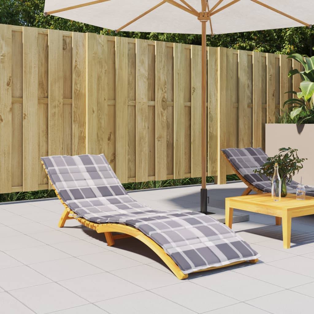 vidaXL Sonnenliegen-Auflage Grau Karomuster 200x50x3 cm Oxford-Gewebe-0