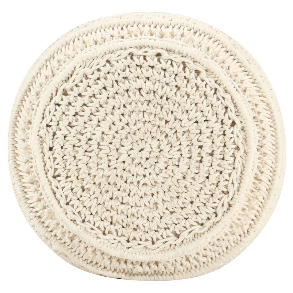 vidaXL Makramee Sitzpuff Handgefertigt 45 x 30 cm Baumwolle-4
