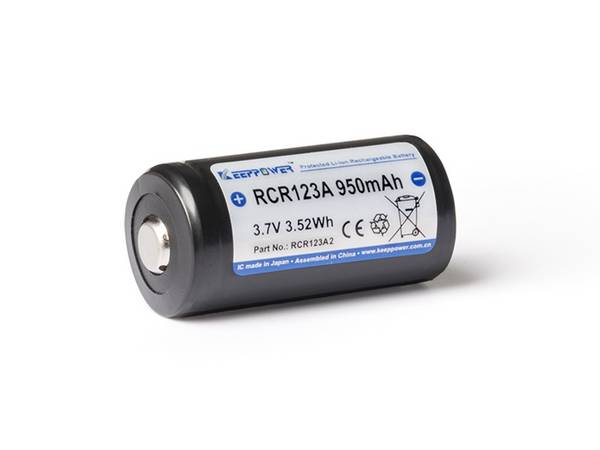 KEEPPOWER, Li-Ionen-Akku RCR123A 16340, 950mAh, 3,6V - 3,7V, PCB/BMS, zuverlässig, sicher, leistungsstark