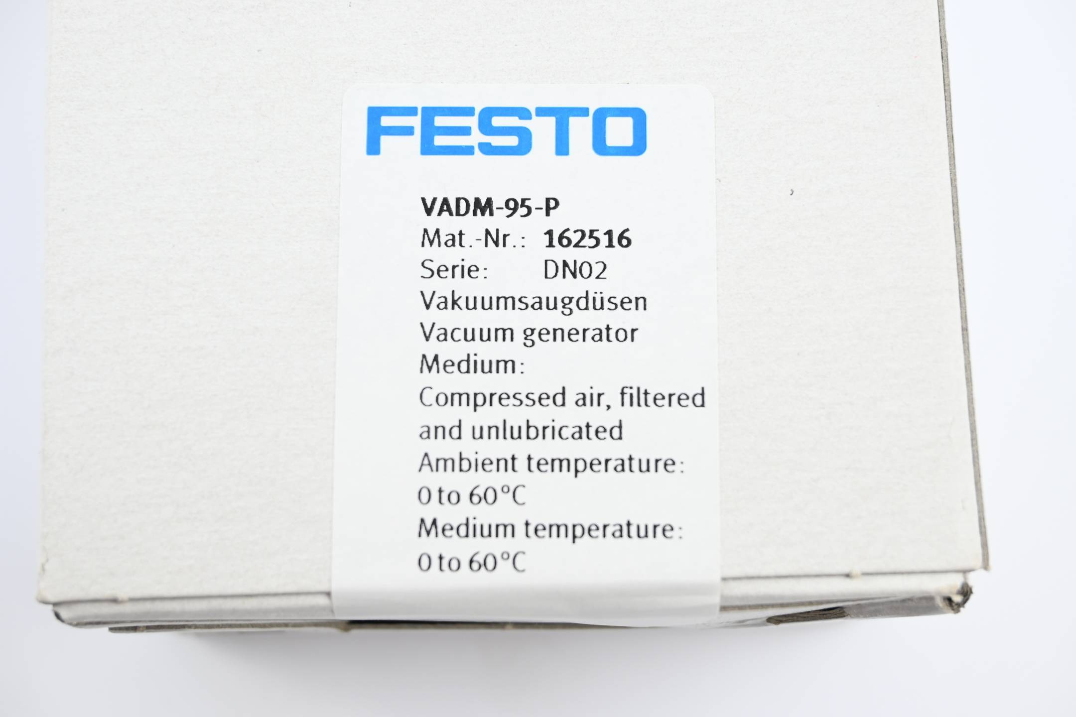 FESTO VADM-95-P Vacuum generator, P/n: 162516-1