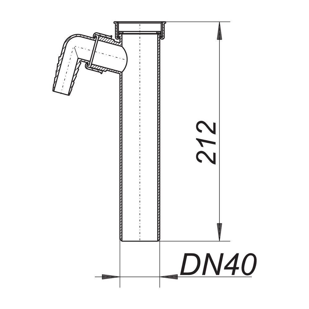 Dallmer Tauchrohr 010/1, 210mm, 1 1/2" x DN 40, PP, 070210-1