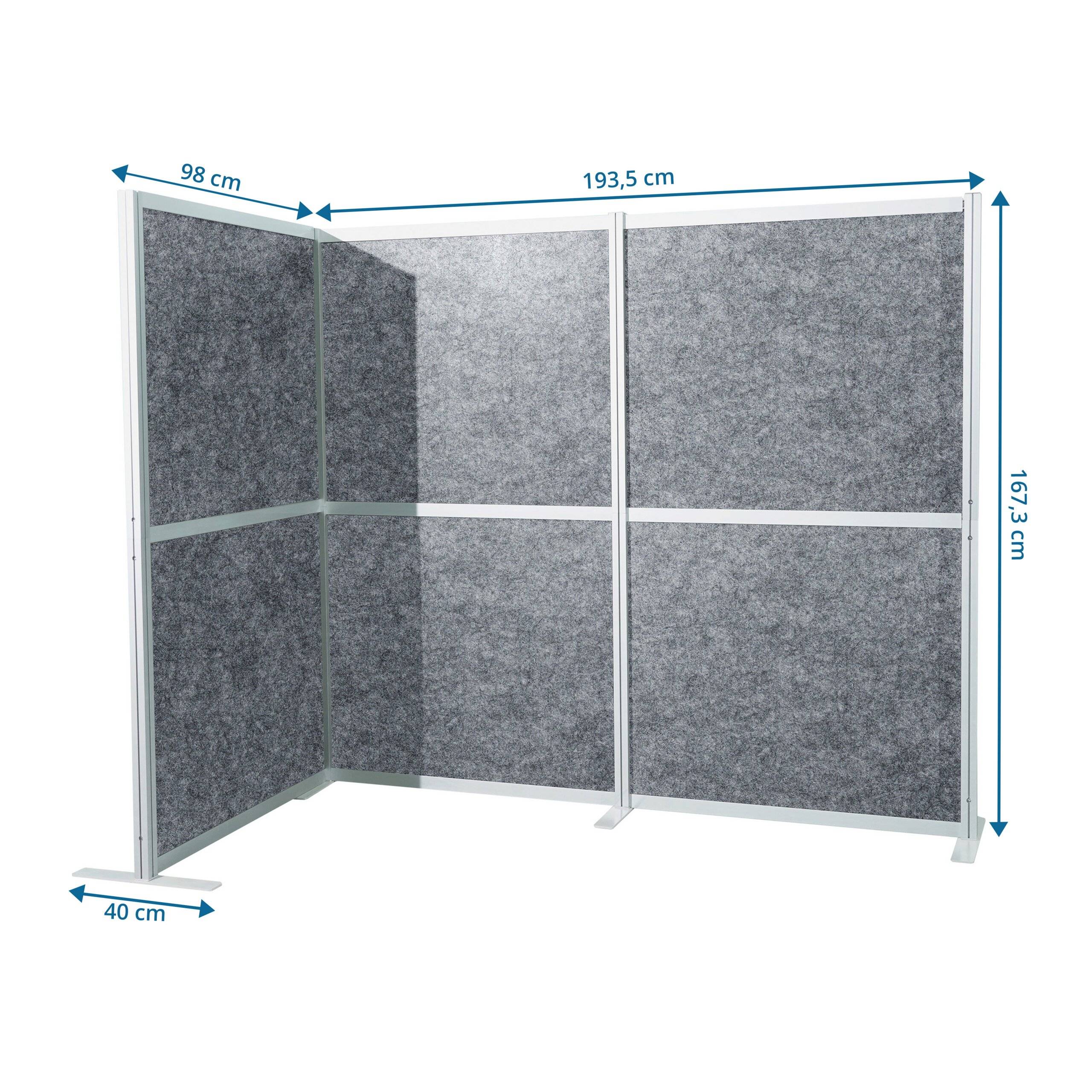 Akustik Trennwand Stellwand FLEXMIUT MODUL L 167x192 PET grau hjh OFFICE-1