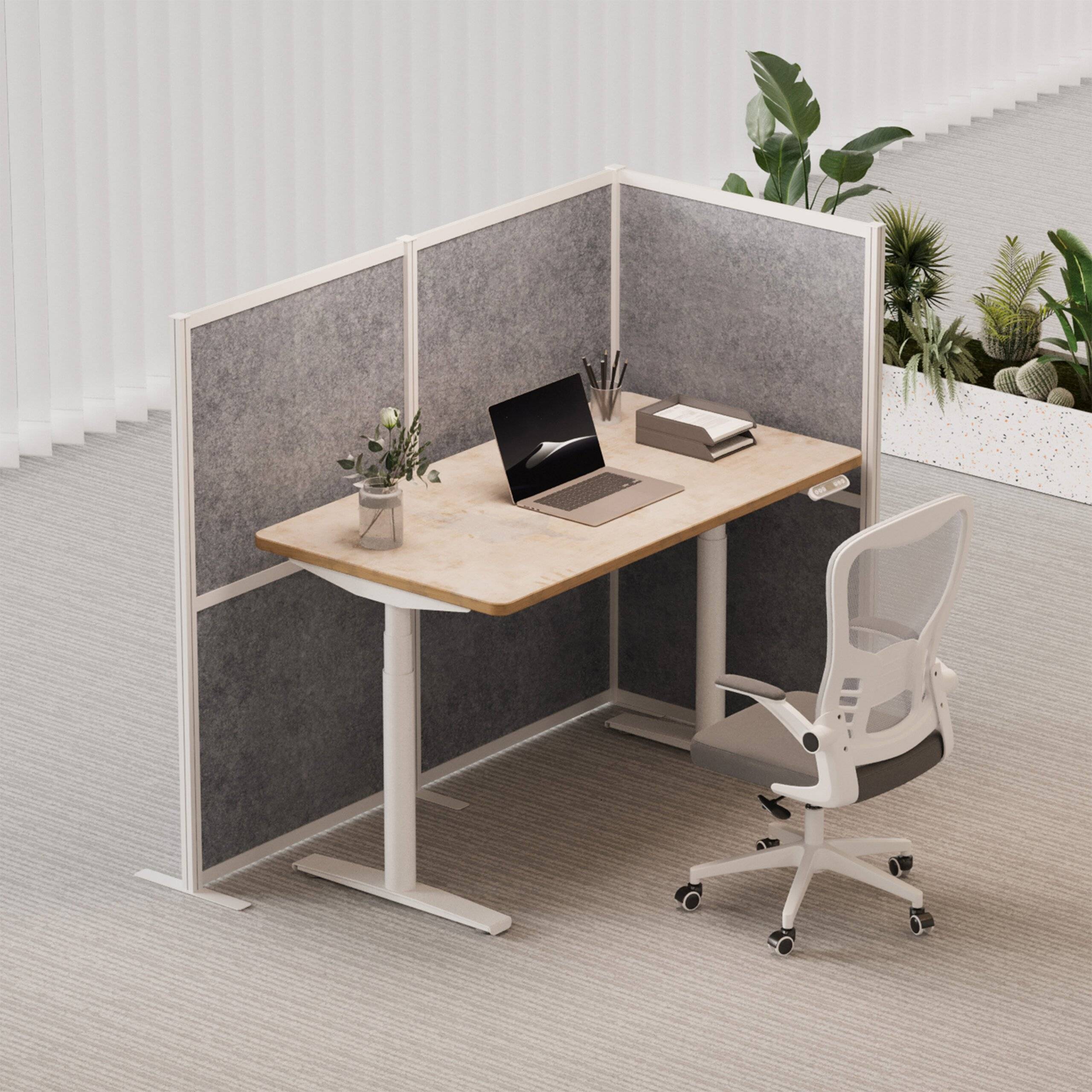 Akustik Trennwand Stellwand FLEXMIUT MODUL L 167x192 PET grau hjh OFFICE-3