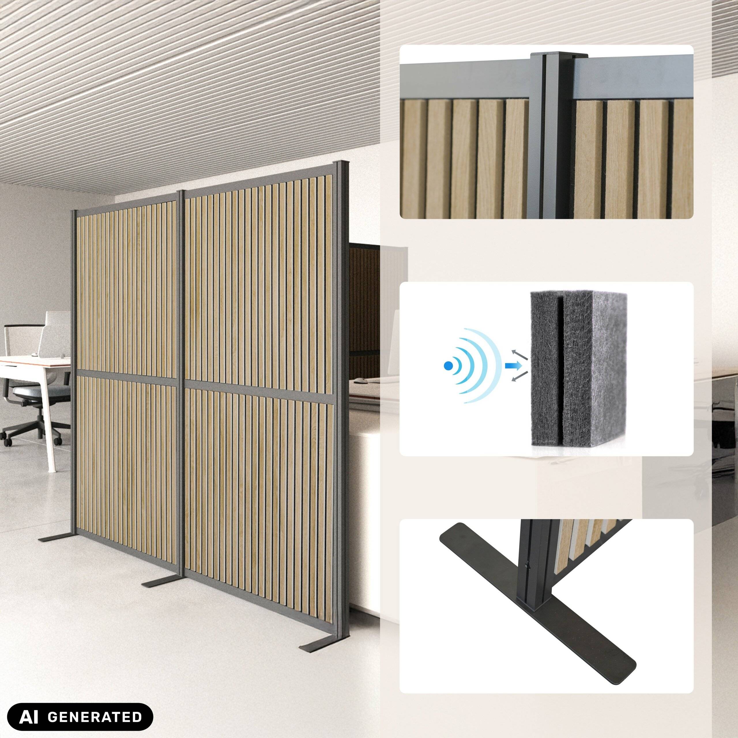 Akustik Trennwand Stellwand FLEXMIUT MODUL 167x192 PET braun schwarz hjh OFFICE-1