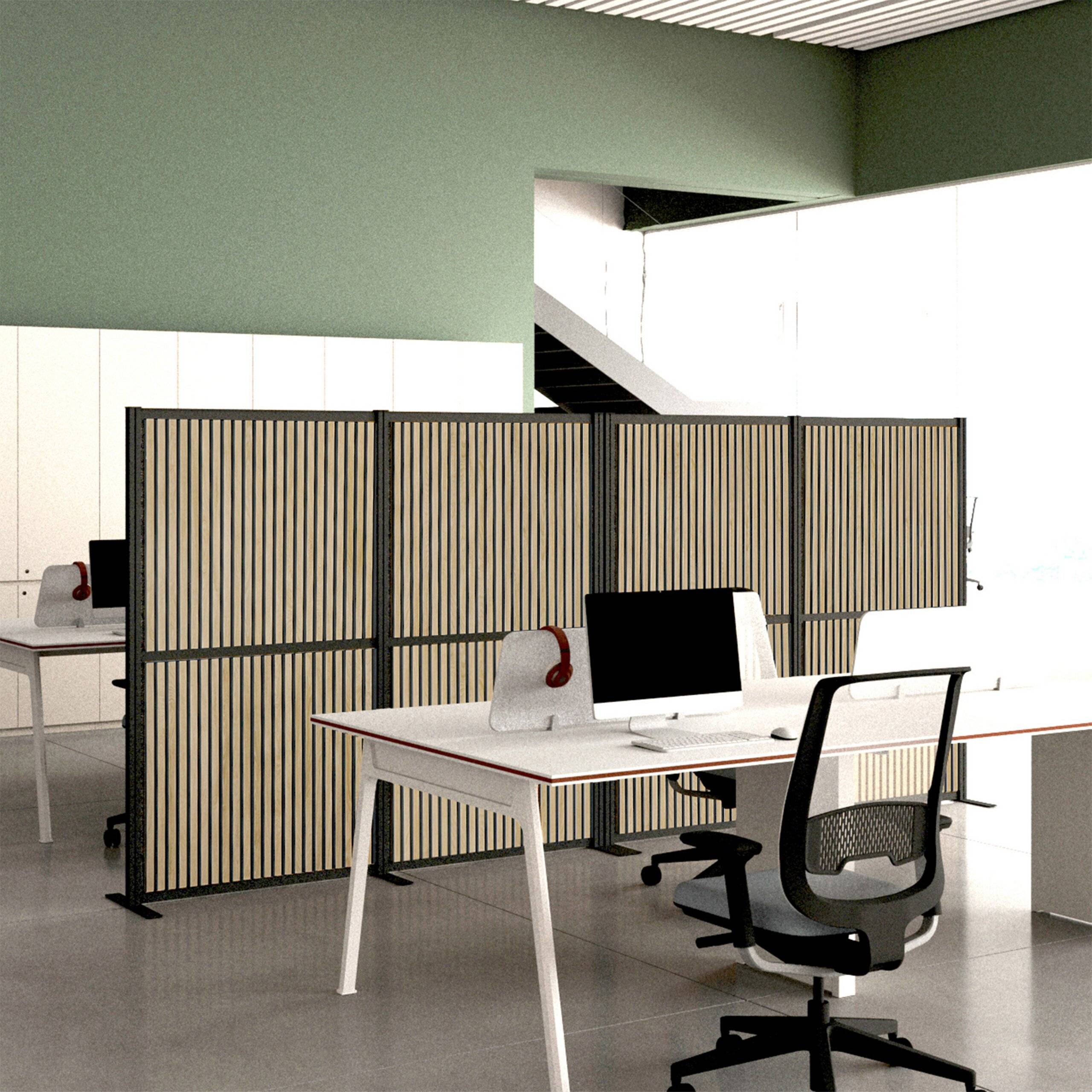 Akustik Trennwand Stellwand FLEXMIUT MODUL 167x192 PET braun schwarz hjh OFFICE-2