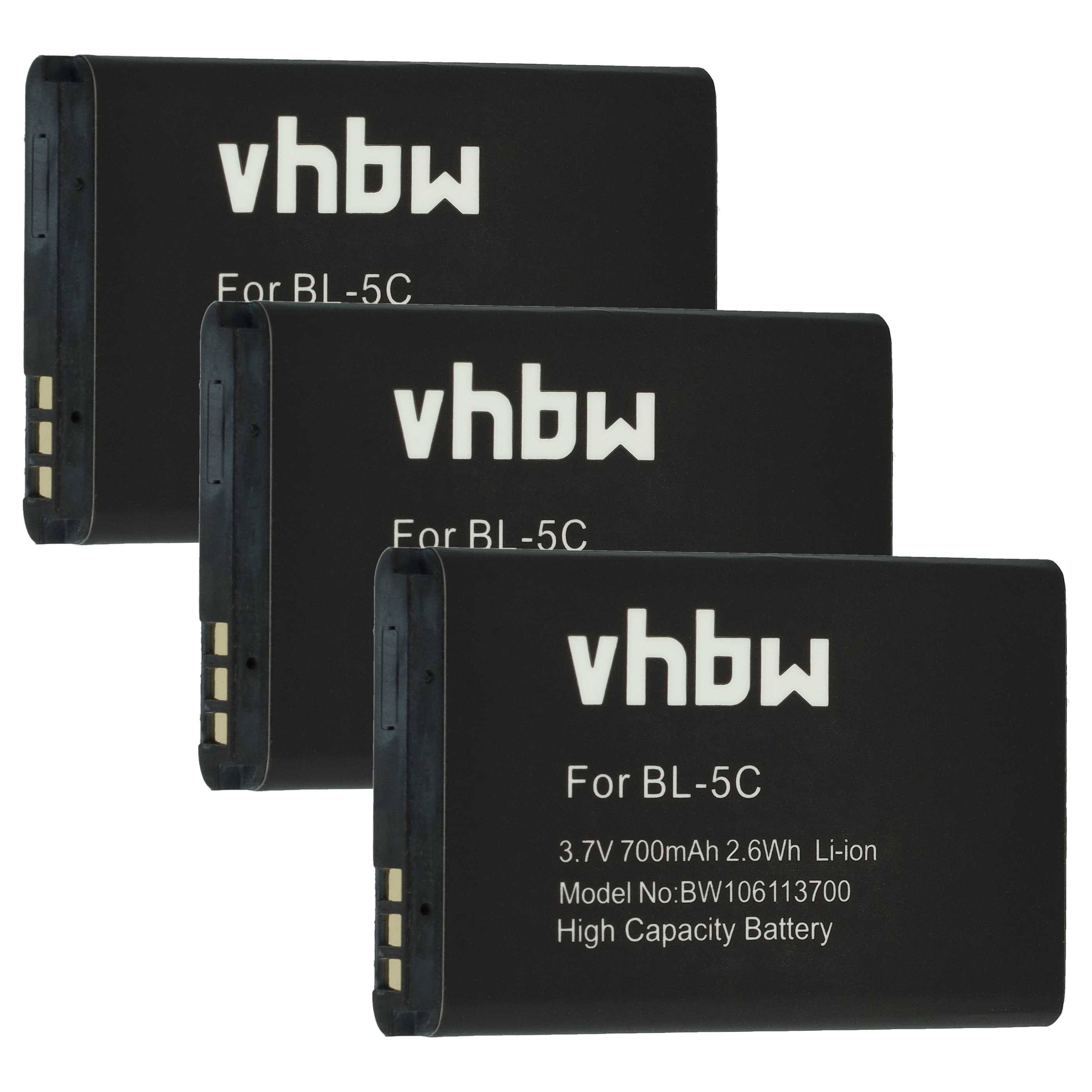 vhbw 3x Akku kompatibel mit Luiton LT-316 | Handy Smartphone Telefon (700 mAh, 3,7 V, Li-Ion)-0