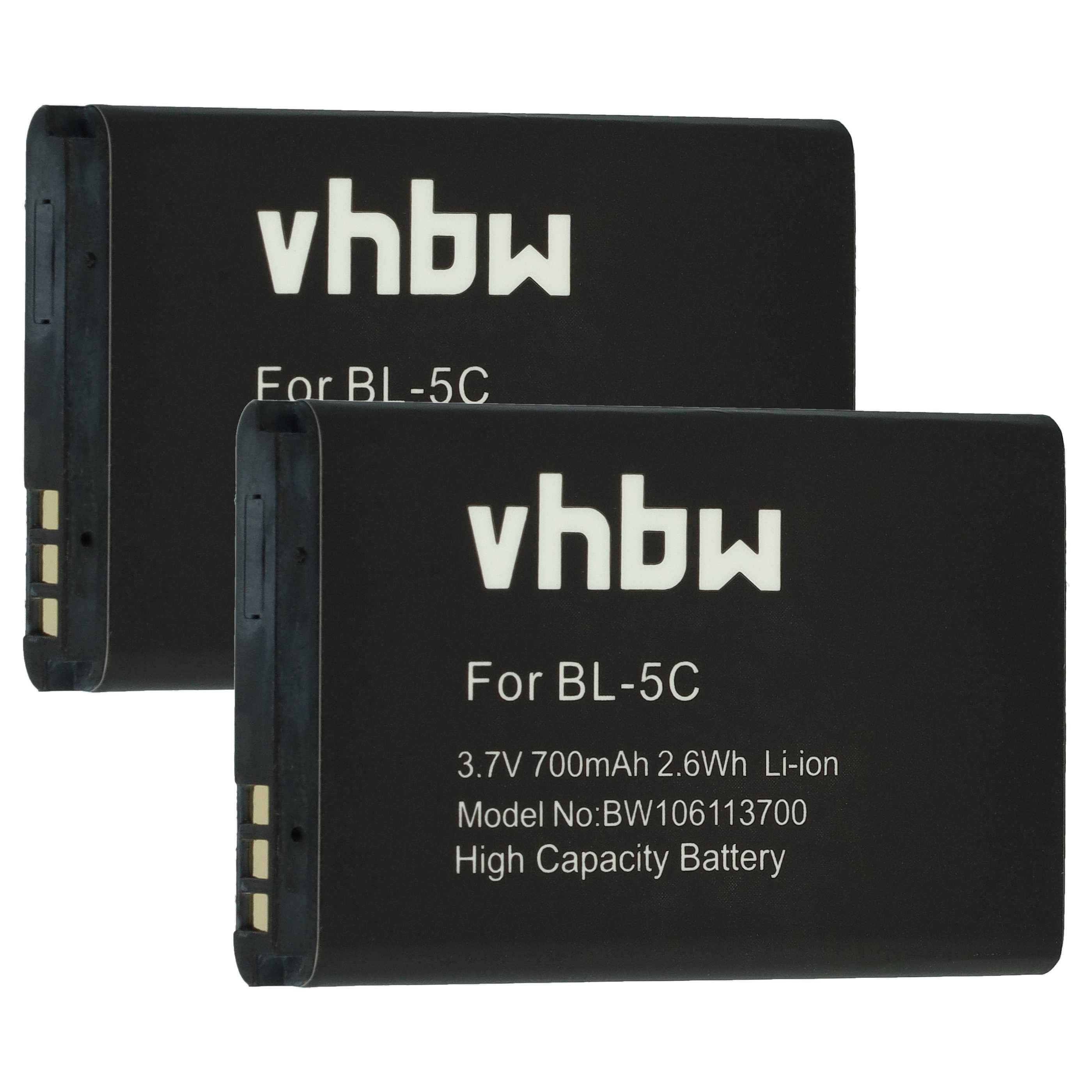 vhbw 2x Akku Ersatz für CAT 1ICP5/3450 1S1P | für Handy Smartphone Telefon (700 mAh, 3,7 V, Li-Ion)-0