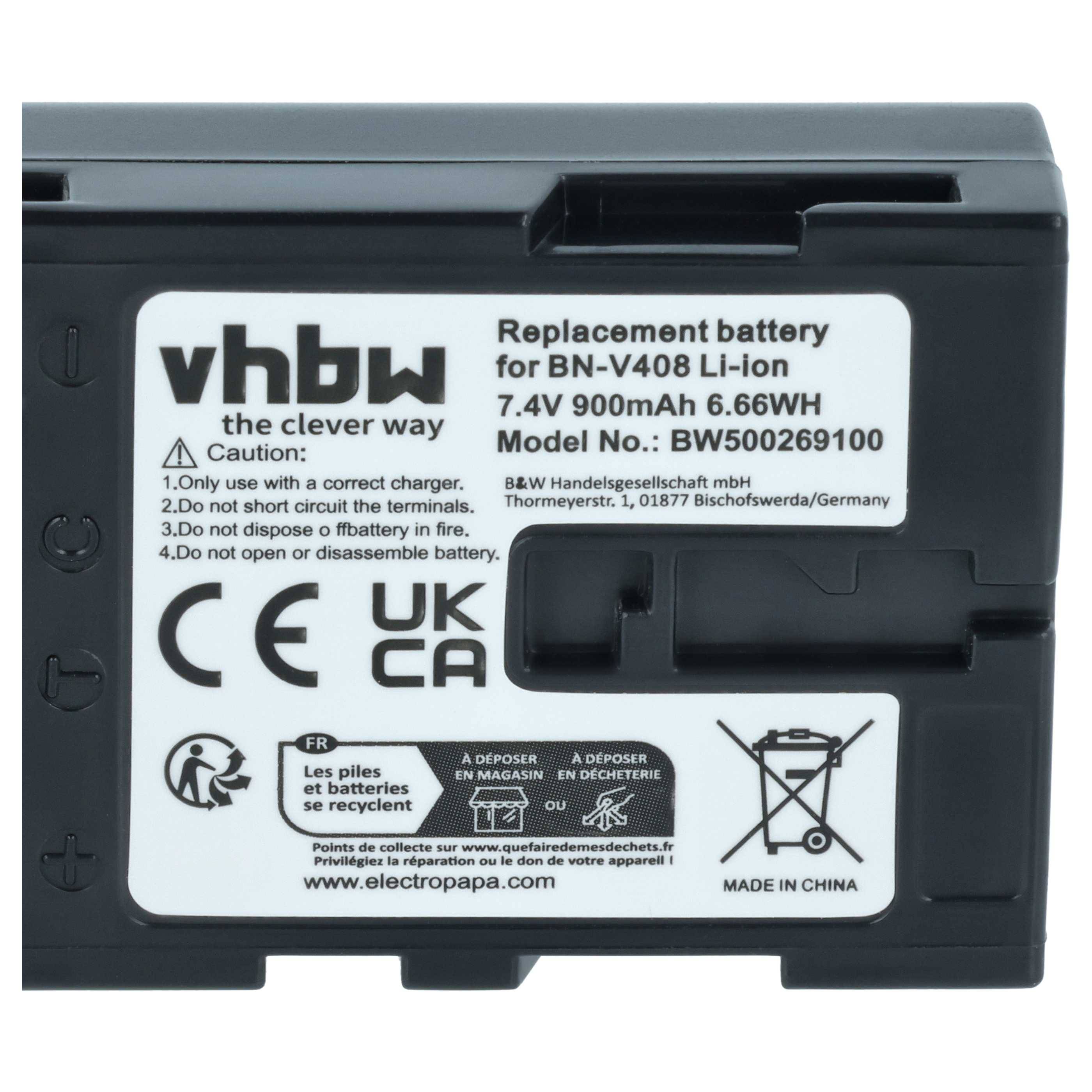 vhbw Akku kompatibel mit JVC DVL100 | DV3000, DVL107, DVL105, DV2000, DV1800, DVL108, DVL109 Videokamera Camcorder (900-3