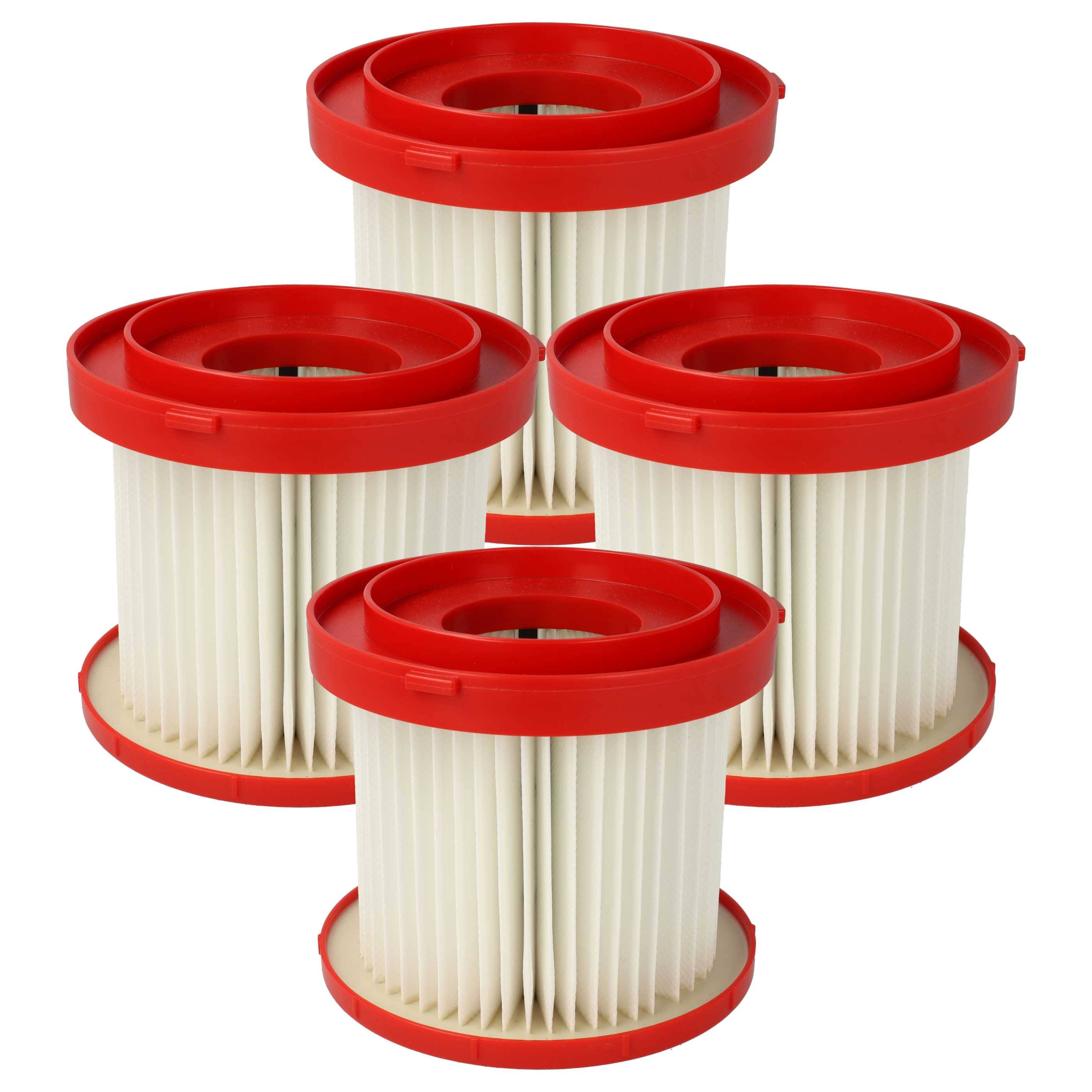 vhbw 4x Staubsaugerfilter Ersatz für Milwaukee 4931465230 | 4058546360368, 4932478754 für Staubsauger - HEPA-Filter Rot-0