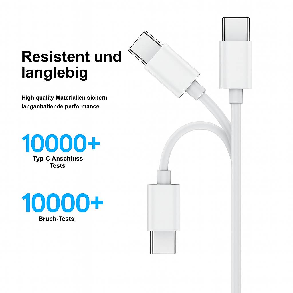 45W GaN USB-C Ladegerät 2×USB-C + 1m 60W Kabel – Schnelllade-Netzteil für iPhone 15/16/17, Samsung, Huawei, Xiaomi Weiß-2