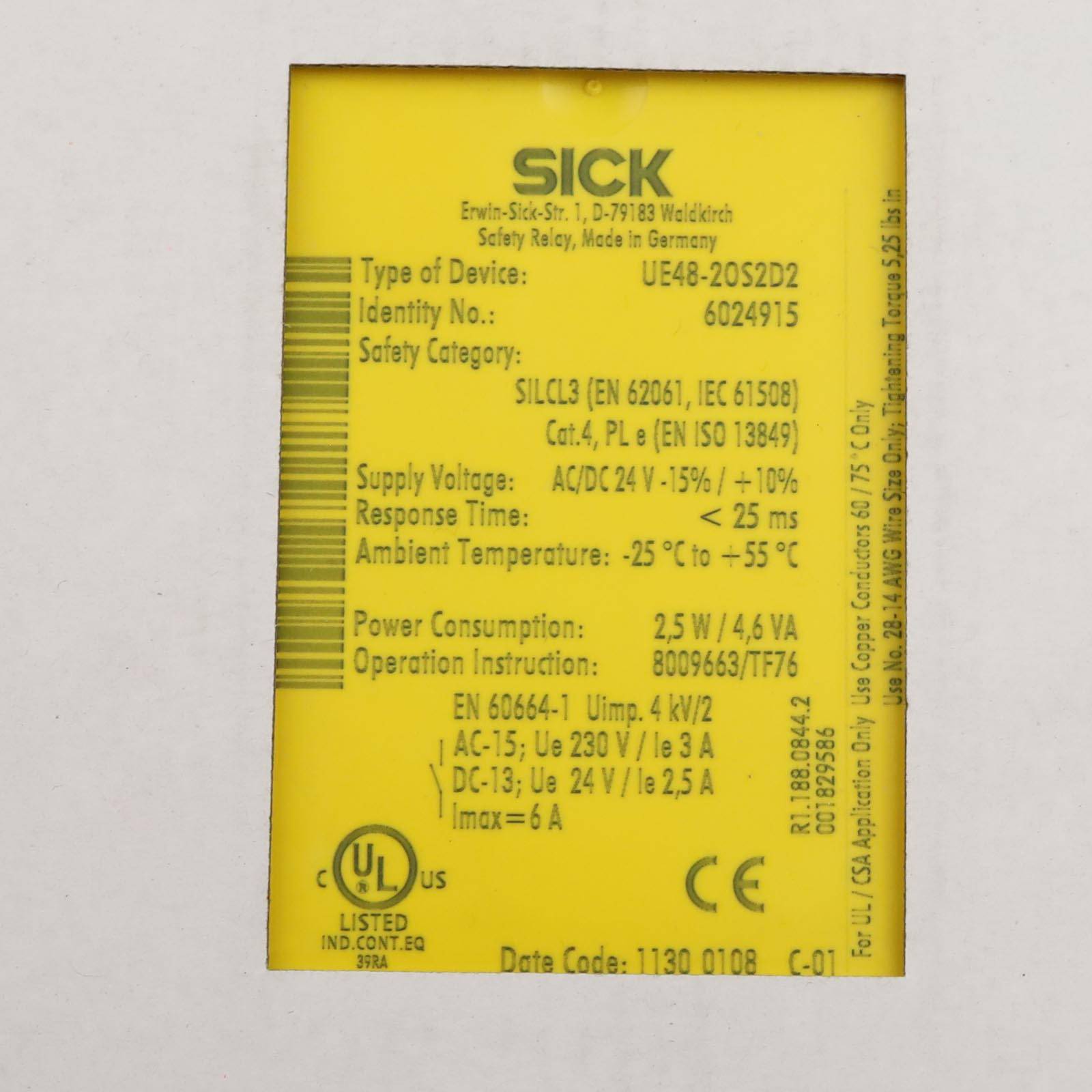 SICK Sicherheitsschaltgerät UE48-2OS2D2 6024915 SIE-1