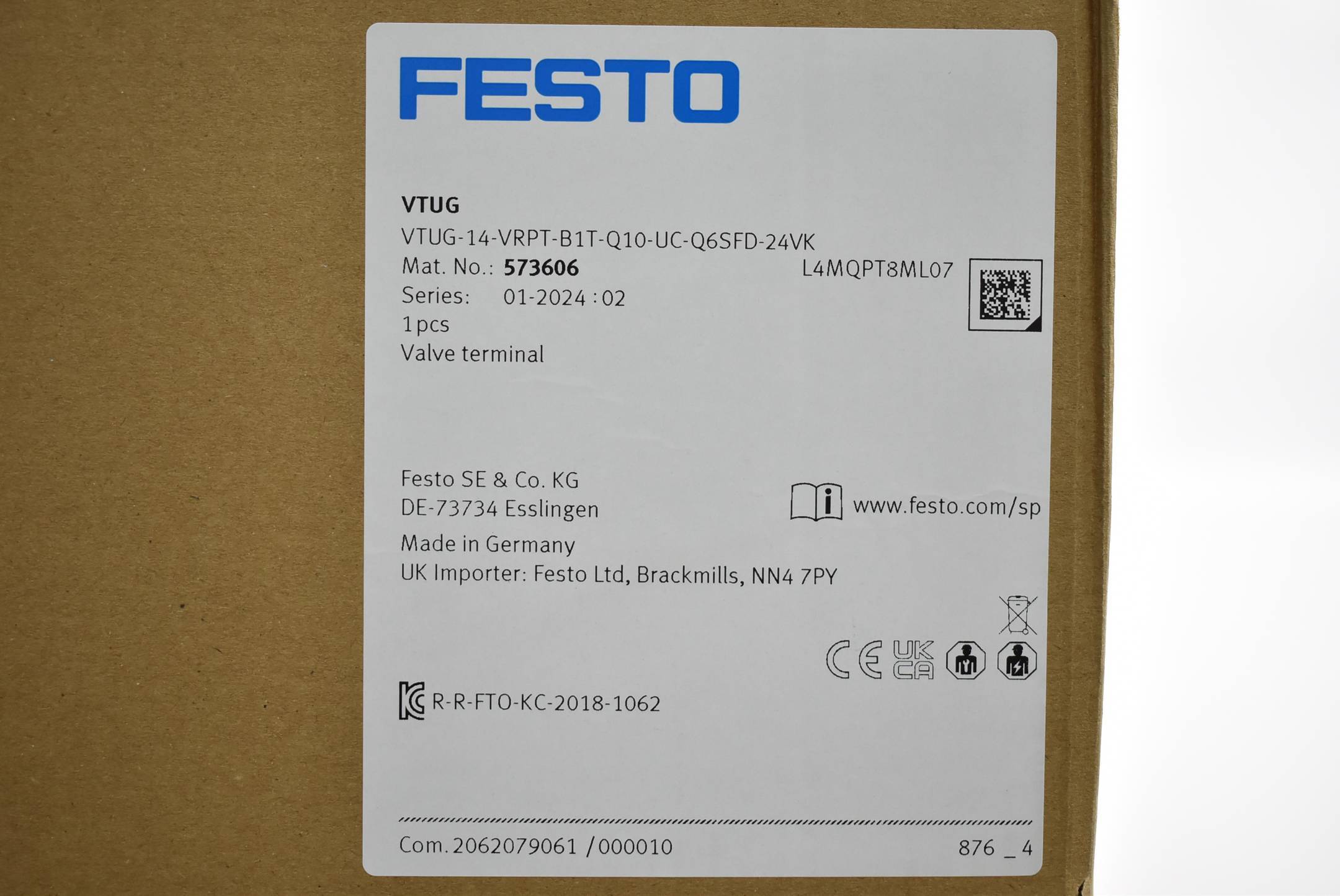 Festo VTUG Ventilinsel VTUG-14-VRPT-B1T-Q10-UC-Q6SFD-24VK ( 573606 )-1
