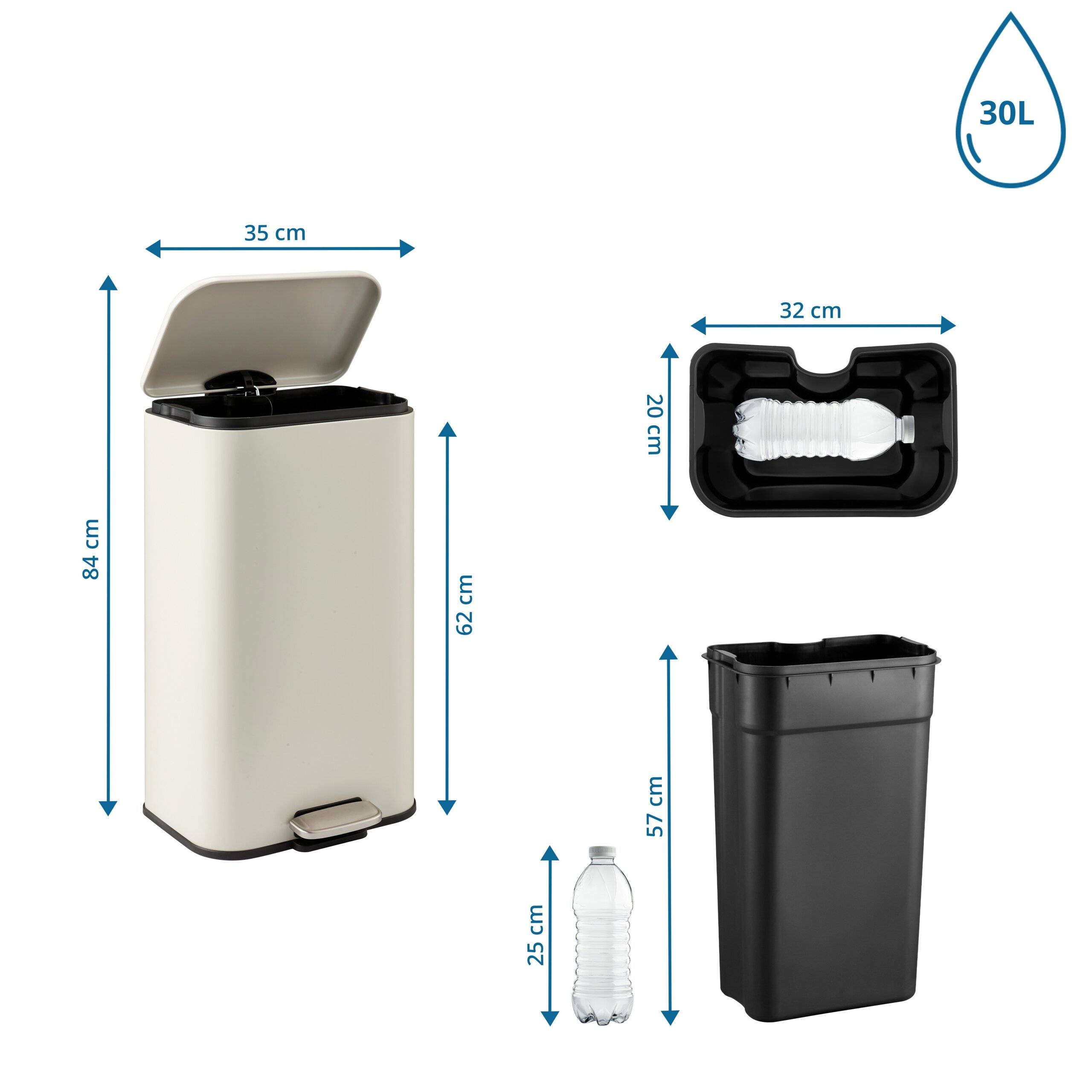 Abfallsammler Mülltrennsystem Clean 1 - 30 L Stahl beige hjh OFFICE-1