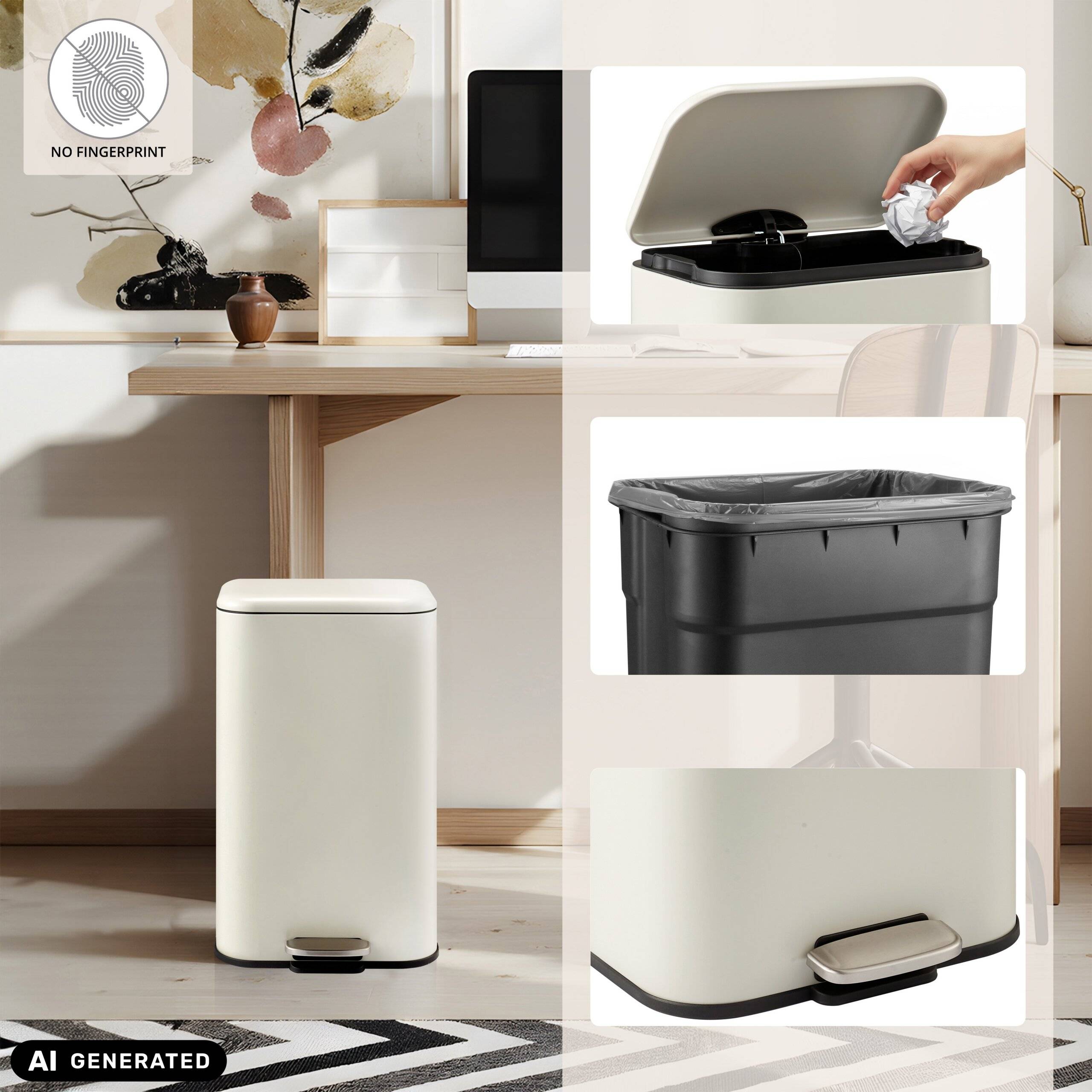 Abfallsammler Mülltrennsystem Clean 1 - 30 L Stahl beige hjh OFFICE-2