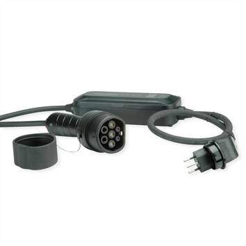 ROLINE Tragbares E-Auto Ladegerät, T12 (CH, Typ J) & Typ2 Stecker, 1-phasig, Mode 2, 10 A, 2,3 kW, 5 m