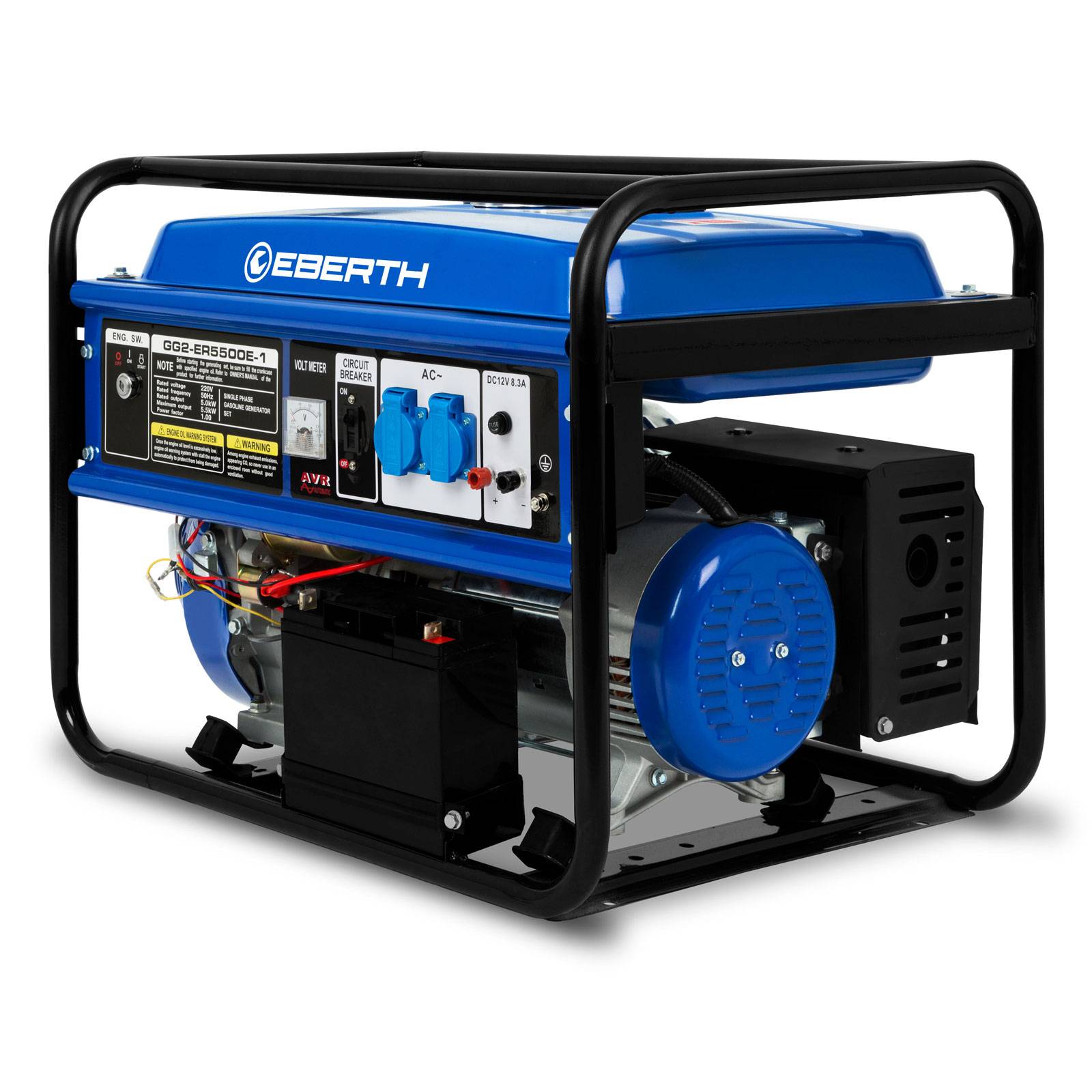 EBERTH 5500W Benzin Stromerzeuger Notstromaggregat mit 13PS 4-Takt Motor, E-Starter, 230V, AVR & Ölmangelsicherung-1