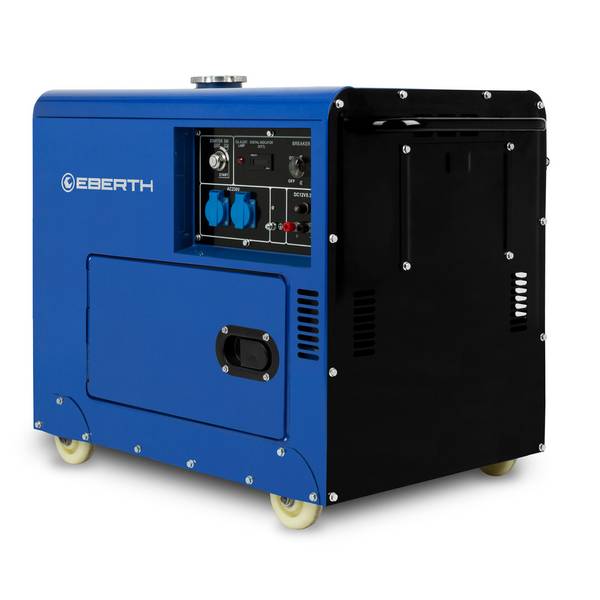 EBERTH 5000 Watt Notstromaggregat Diesel Stromerzeuger 10 PS Dieselmotor 4-Takt E-Start 2x 230V 1x 12V AVR Gehäuse Räder