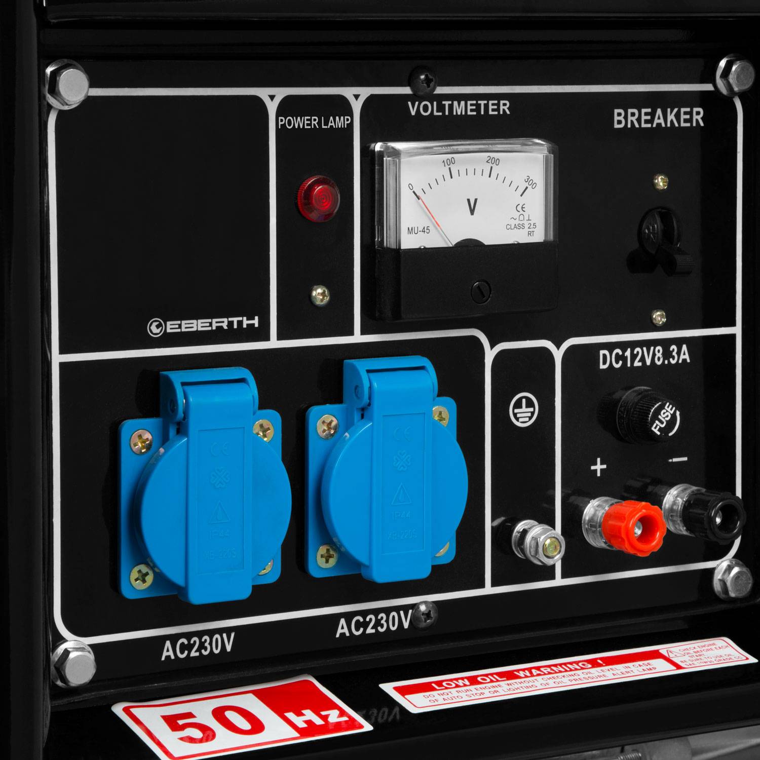 EBERTH 2000 Watt Notstromaggregat Diesel Stromerzeuger 3,8 PS, 4-Takt, 2x 230V, 1x 12V, AVR-4