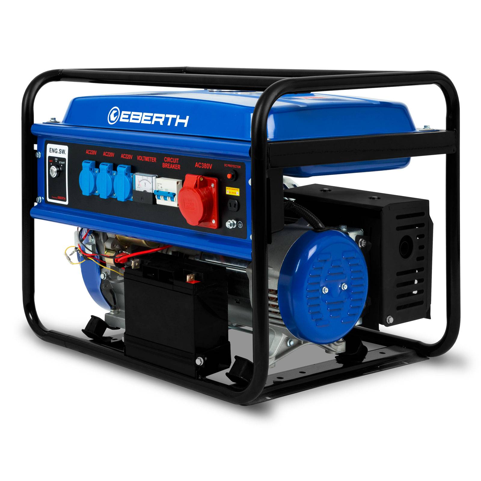EBERTH 5500W Benzin Stromerzeuger Notstromaggregat mit E-Start, AVR, 400V/230V, 3-Phasen, robust & zuverlässig-1