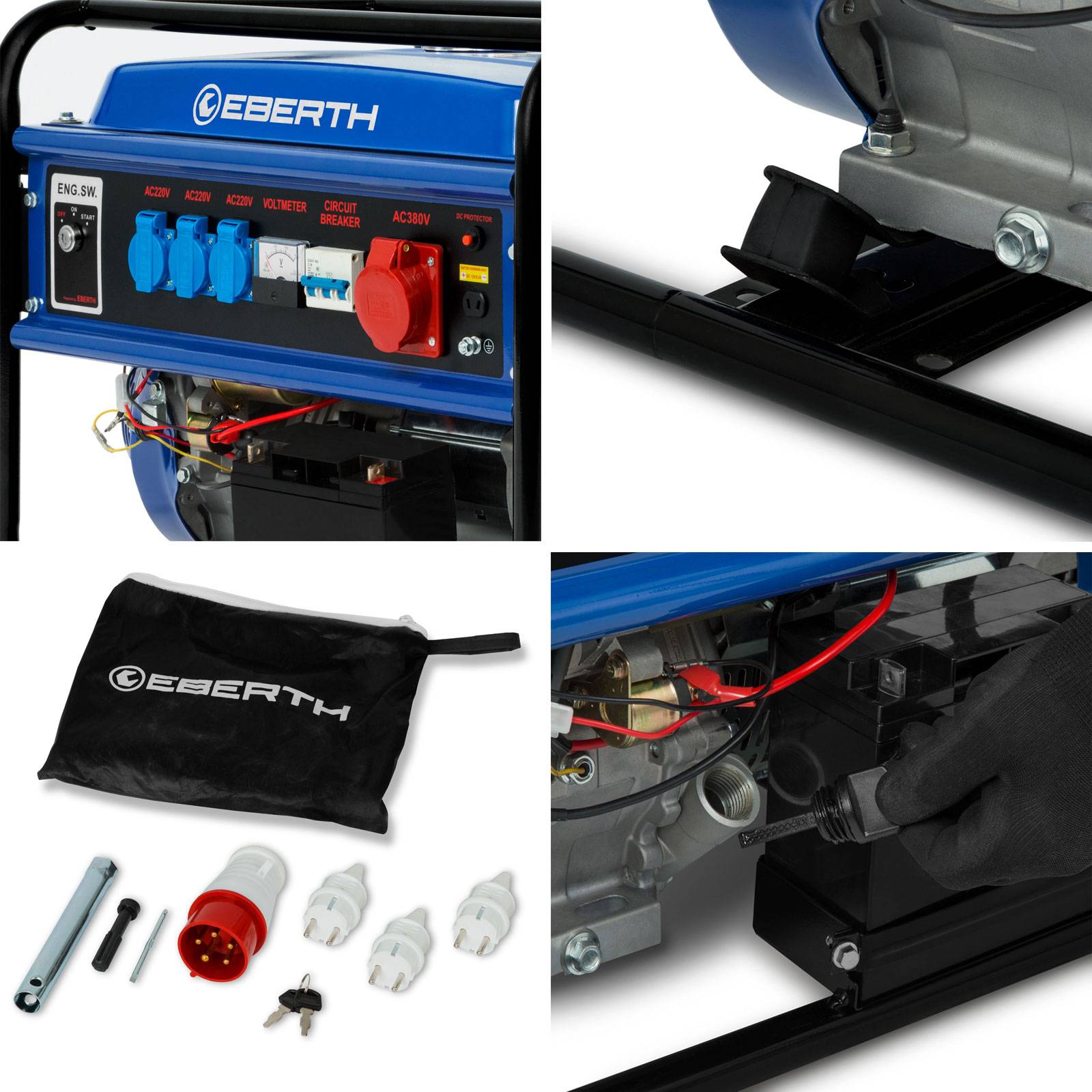 EBERTH 5500W Benzin Stromerzeuger Notstromaggregat mit E-Start, AVR, 400V/230V, 3-Phasen, robust & zuverlässig-4