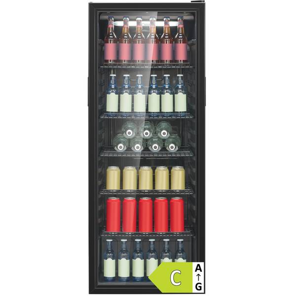 Bomann KSG 7292 schwarz Glastuerkuehlschrank 143cm