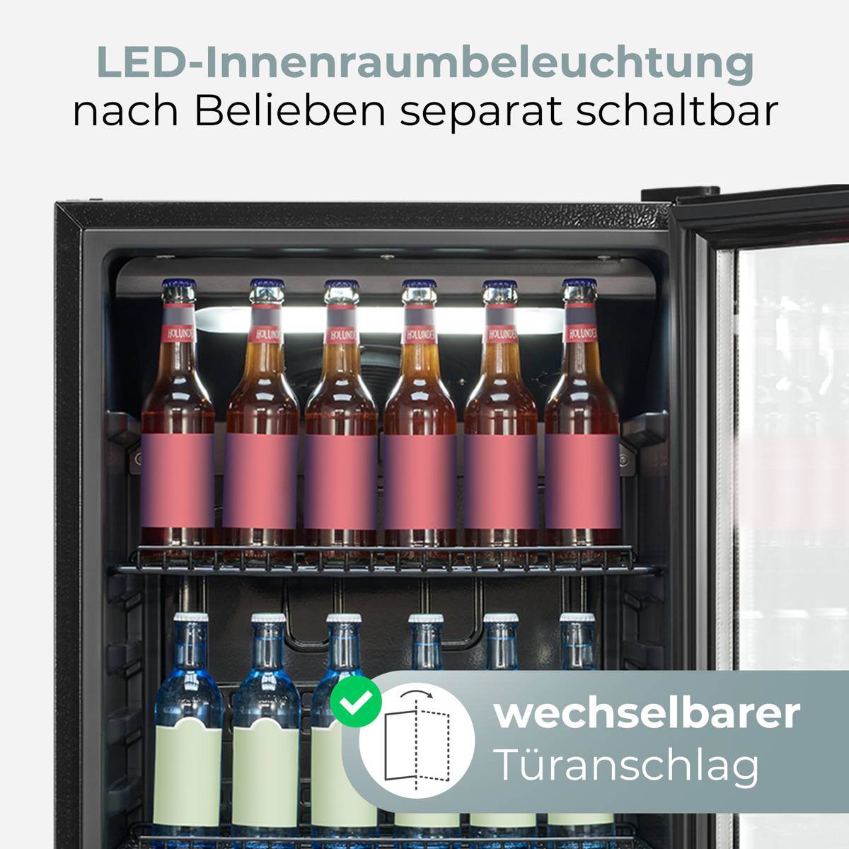Bomann KSG 7292 schwarz Glastuerkuehlschrank 143cm-3