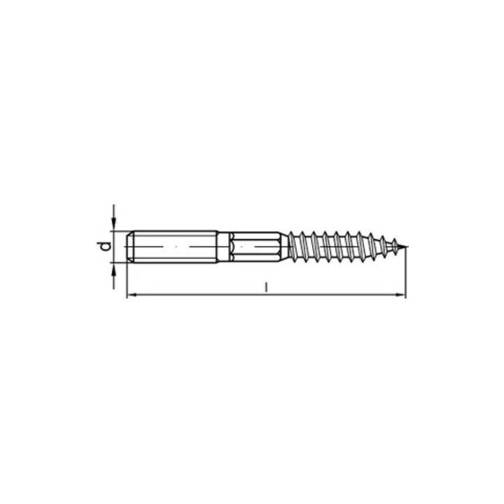 Reyher Stockschraube Schraube Befestigung 6x180 Edelstahl A2 Blank 100 Stück-0