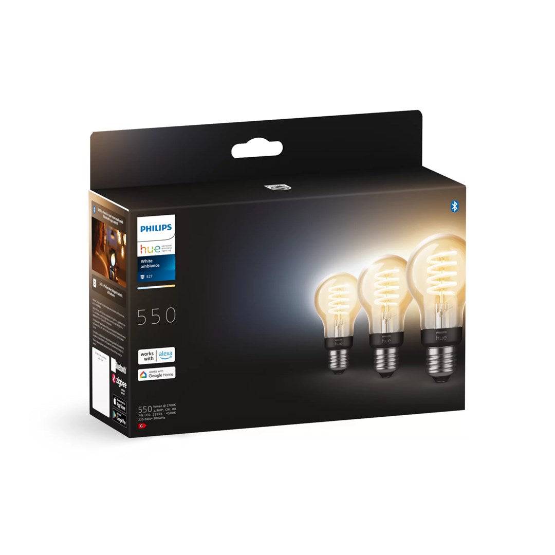 PHILIPS - Hue White Ambiance E27 Filament 3erPack-2