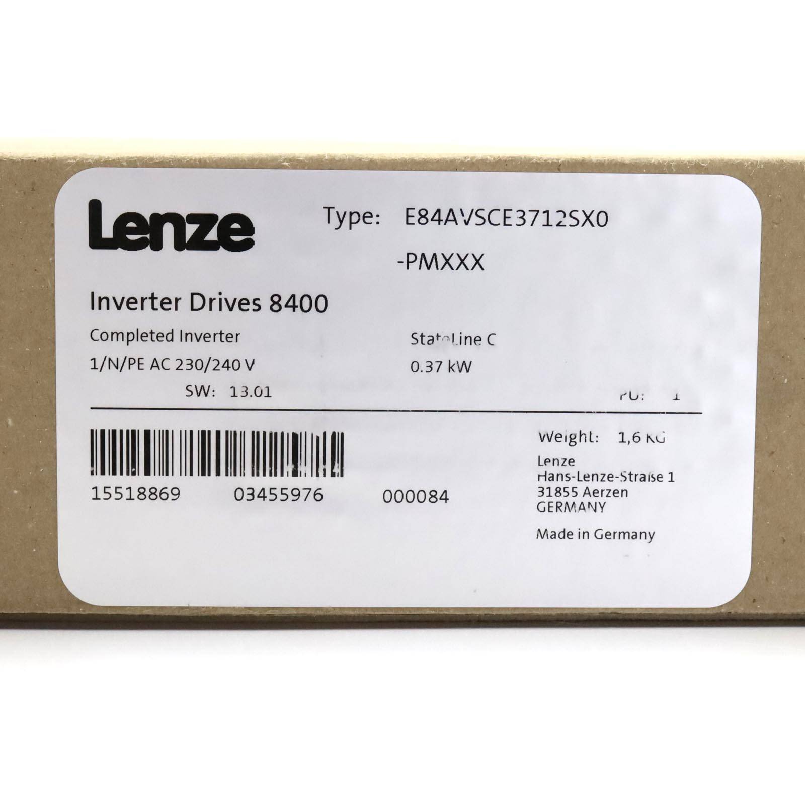 Lenze Inverter Drive 8400 E84AVSCE3712SX0-PMXXX SIE-4