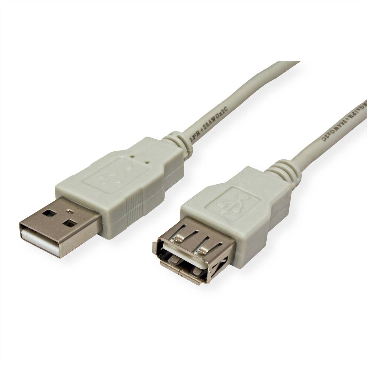 STANDARD USB 2.0 Verlängerungskabel, Typ A-A, ST/BU, beige, 0,8 m-0