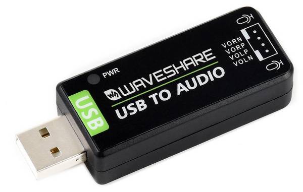 Waveshare USB Sound Card, Stereo Codec, Mikrofon, Lautsprecheranschluss, Abtastraten 8-48kHz