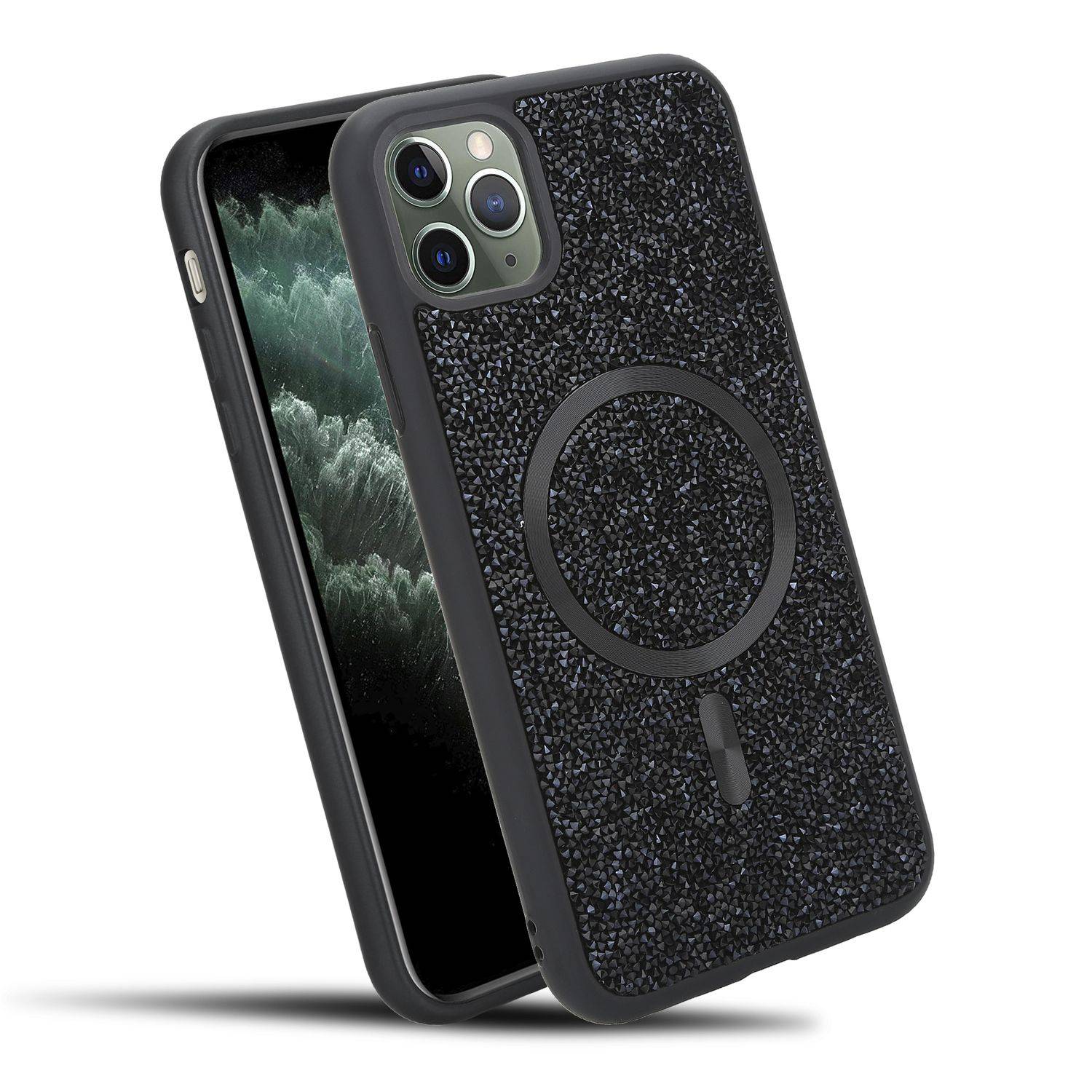 Schutzhülle für iPhone 11 PRO MAX Hülle in Schwarz kompatibel mit MagSafe Case Cover Glitzer Diamant Style-0