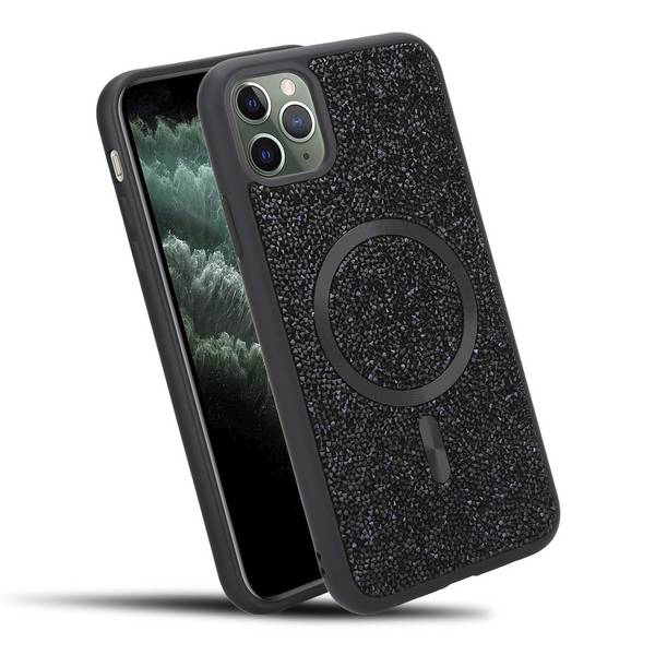Schutzhülle für iPhone 11 PRO MAX Hülle in Schwarz kompatibel mit MagSafe Case Cover Glitzer Diamant Style