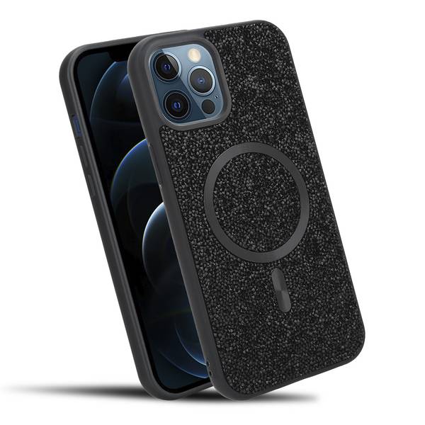 Schutzhülle für iPhone 13 PRO Hülle in Schwarz kompatibel mit MagSafe Case Cover Glitzer Diamant Style