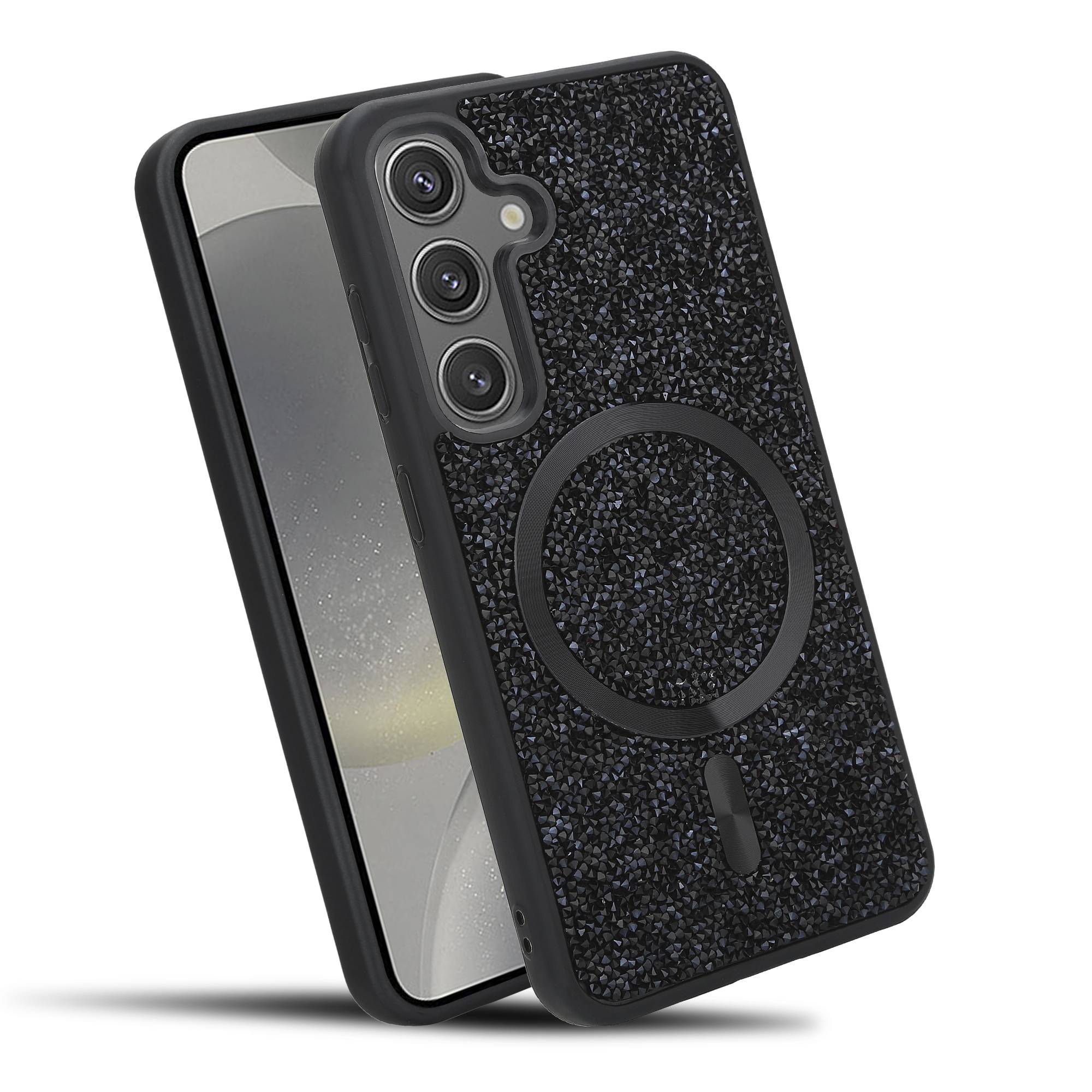 Schutzhülle für Samsung Galaxy S24 Hülle in Schwarz kompatibel mit MagSafe Case Cover Glitzer Diamant Style-0