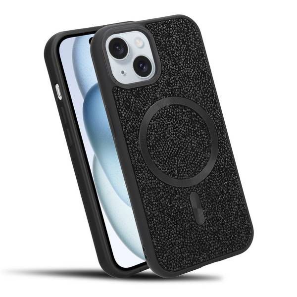 Schutzhülle für iPhone 15 Hülle in Schwarz kompatibel mit MagSafe Case Cover Glitzer Diamant Style