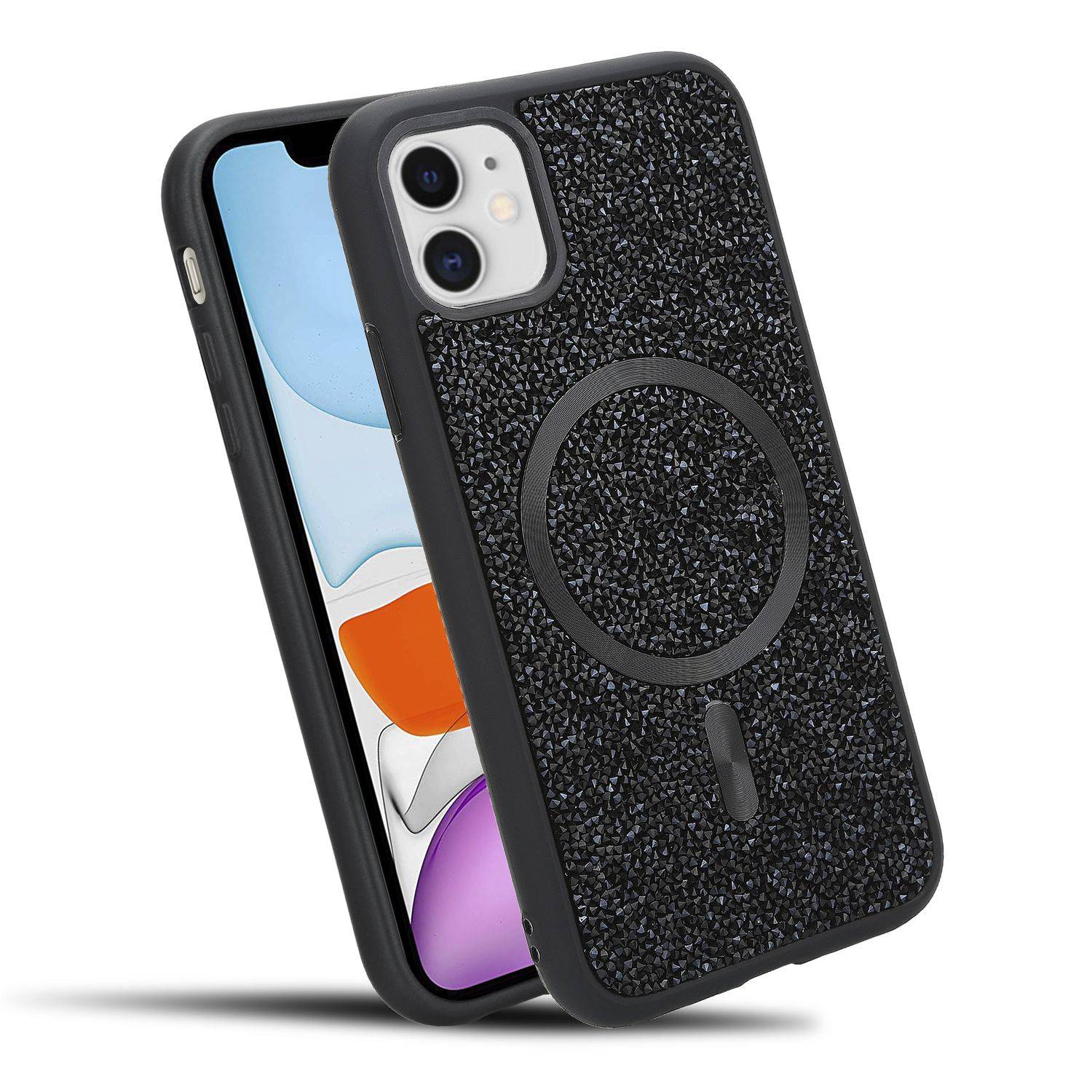 Schutzhülle für iPhone 11 Hülle in Schwarz kompatibel mit MagSafe Case Cover Glitzer Diamant Style-0