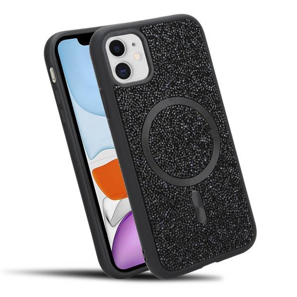 Schutzhülle für iPhone 11 Hülle in Schwarz kompatibel mit MagSafe Case Cover Glitzer Diamant Style