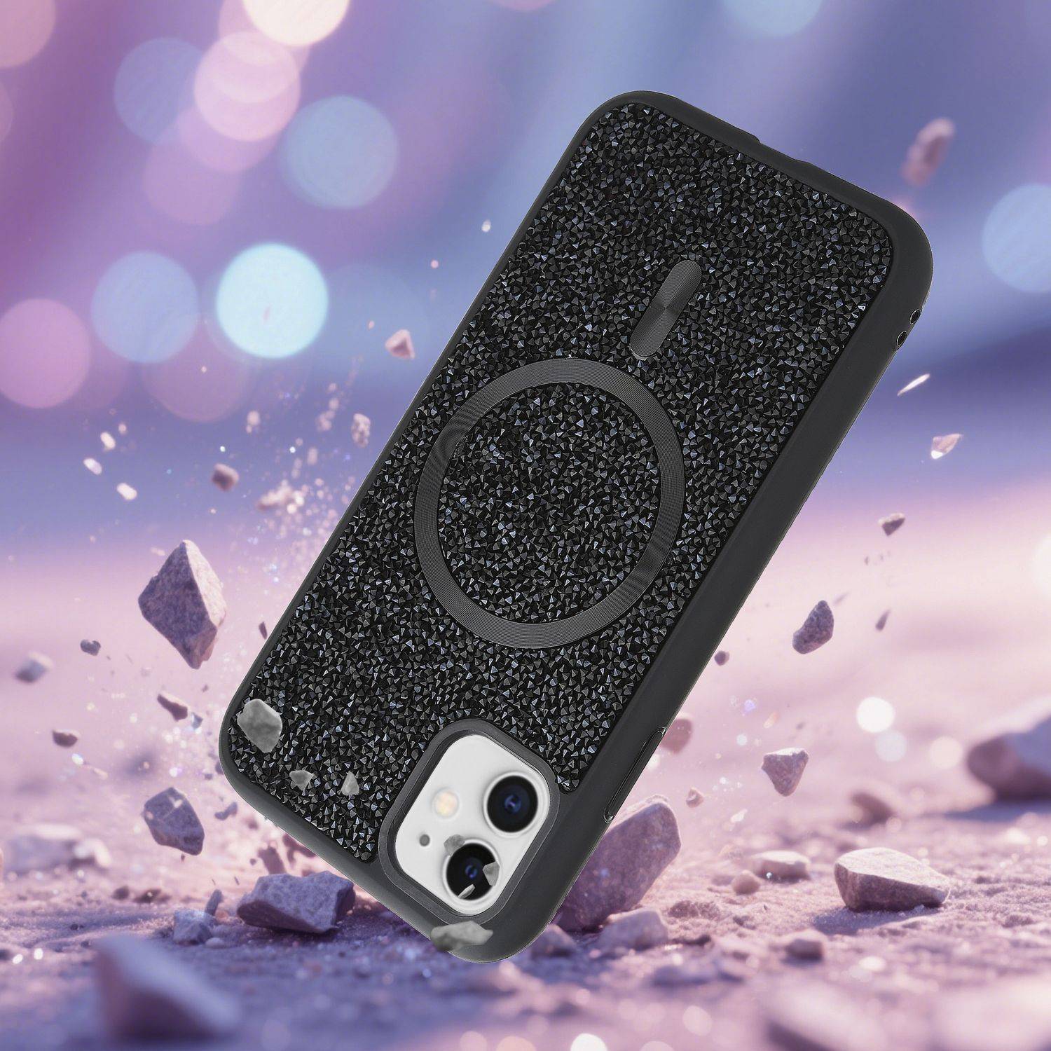 Schutzhülle für iPhone 11 Hülle in Schwarz kompatibel mit MagSafe Case Cover Glitzer Diamant Style-2