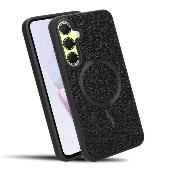 Schutzhülle für Samsung Galaxy A35 5G Hülle in Schwarz kompatibel mit MagSafe Case Cover Glitzer Diamant Style