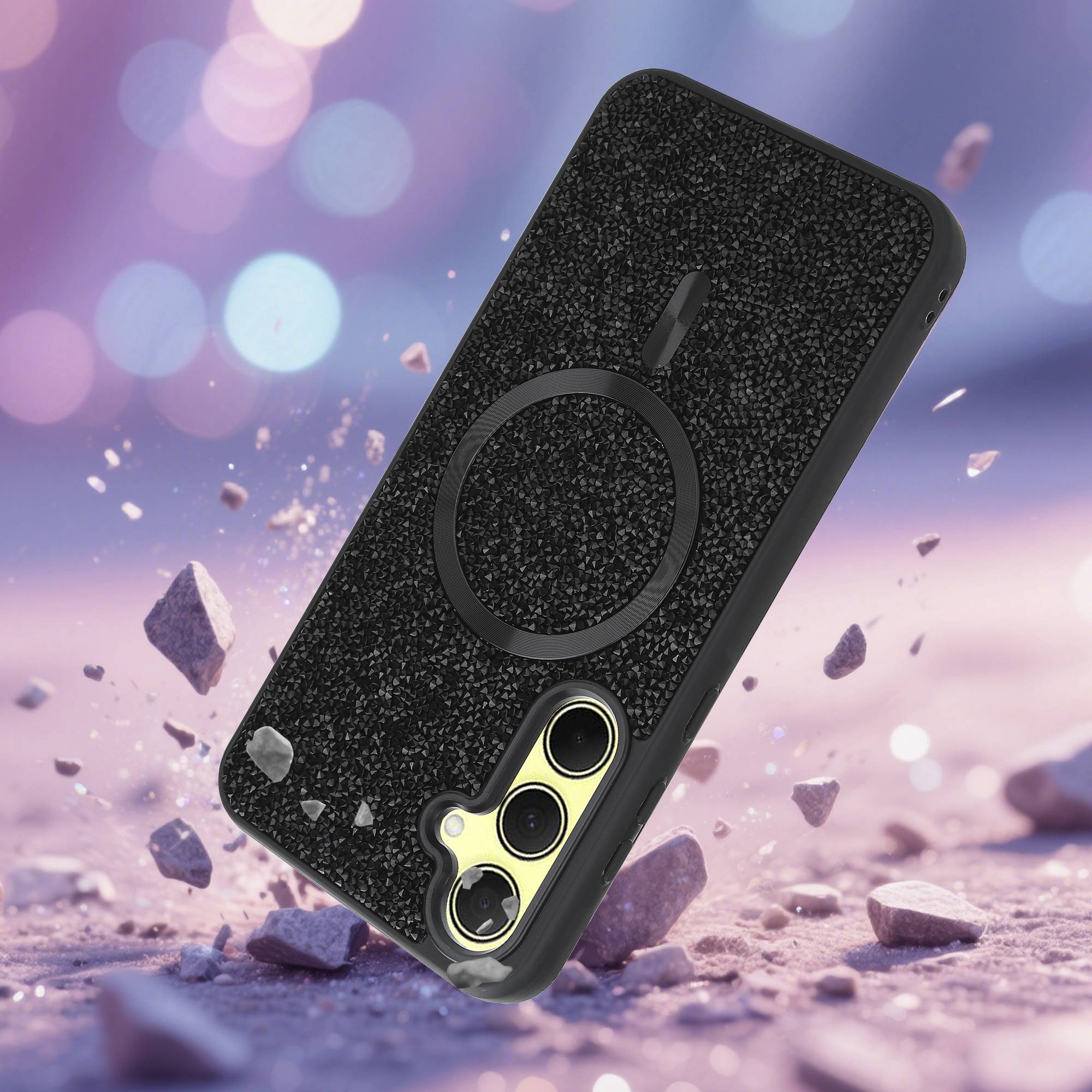 Schutzhülle für Samsung Galaxy A35 5G Hülle in Schwarz kompatibel mit MagSafe Case Cover Glitzer Diamant Style-2