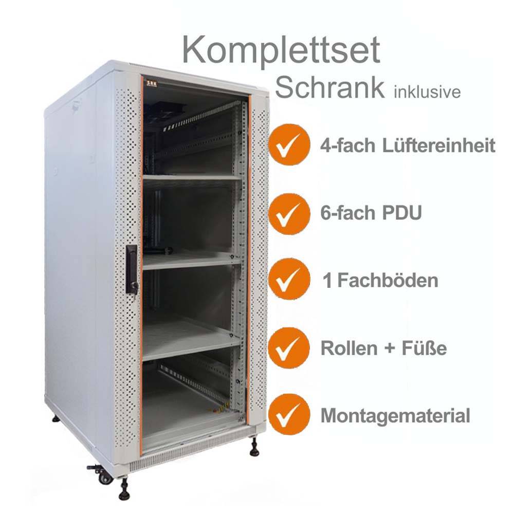 19"-Netzwerkschrank SRK - Komplettset - - BxT 600x600 mm - Sicht-/Vollblechtuer-0