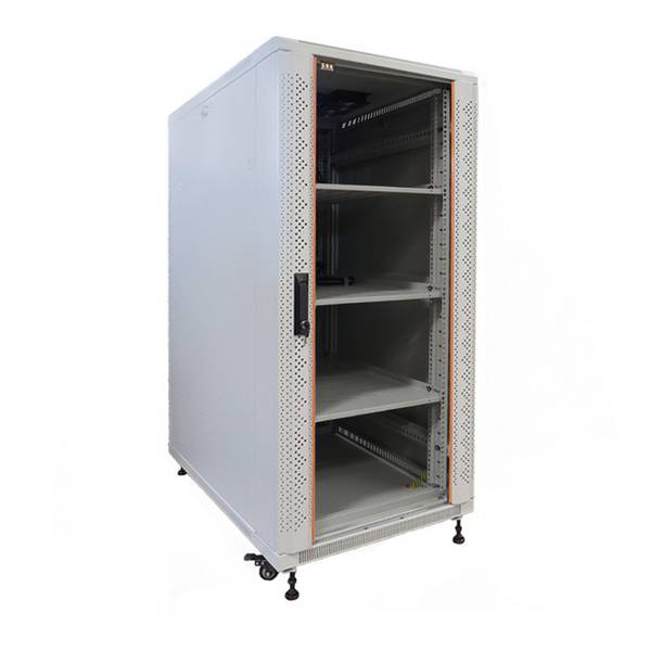 19 Zoll Netzwerkschrank SRK Komplettset 27 HE 600x1000 Sicht-/Vollblechtür Lüfter PDU 2x Fachböden Flatpack Lichtgrau