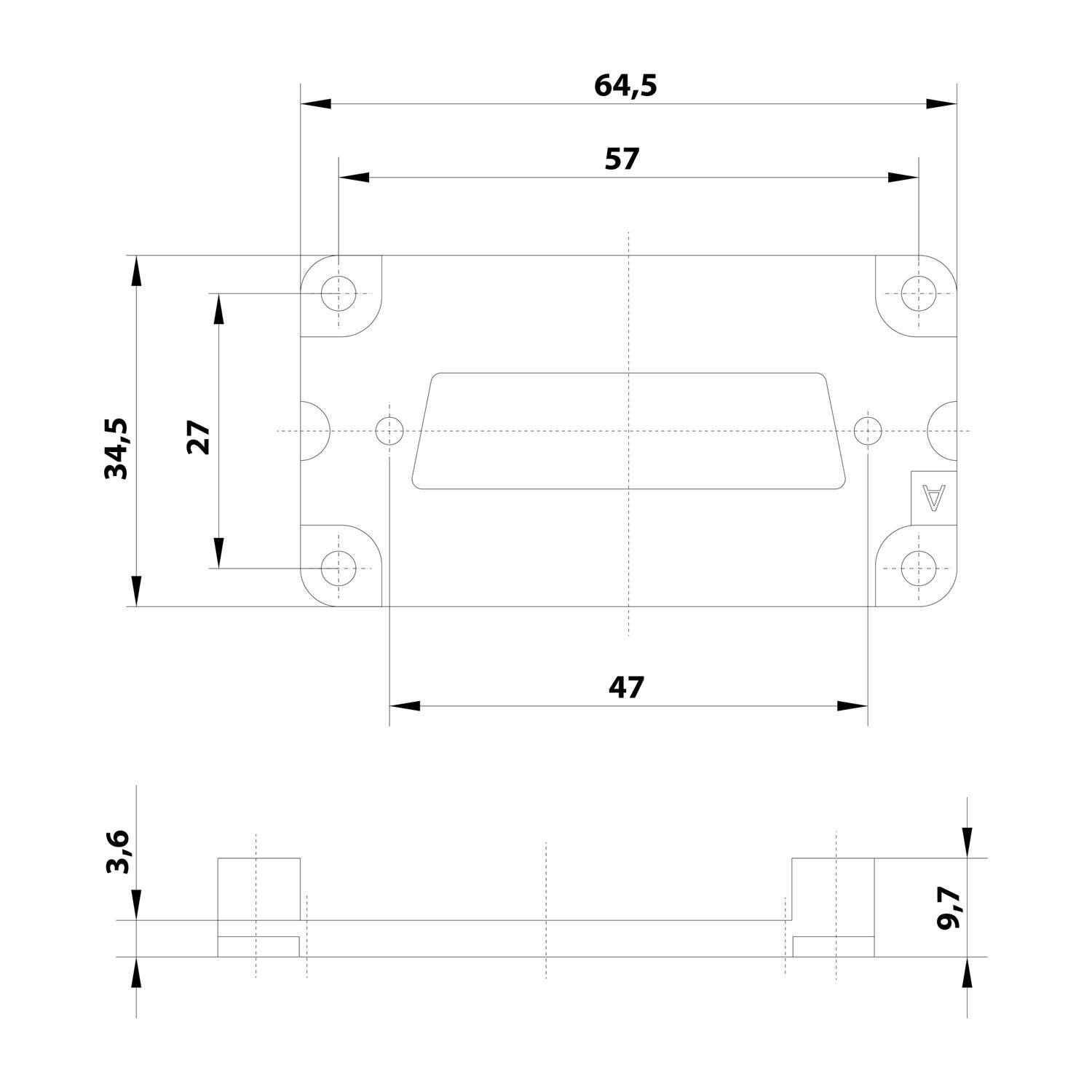 Symbolbild für 09300009967 Harting Han 10B D-Sub Adapterplatte 25-polig Gehäuse Werkstoff Kunststoff - 1