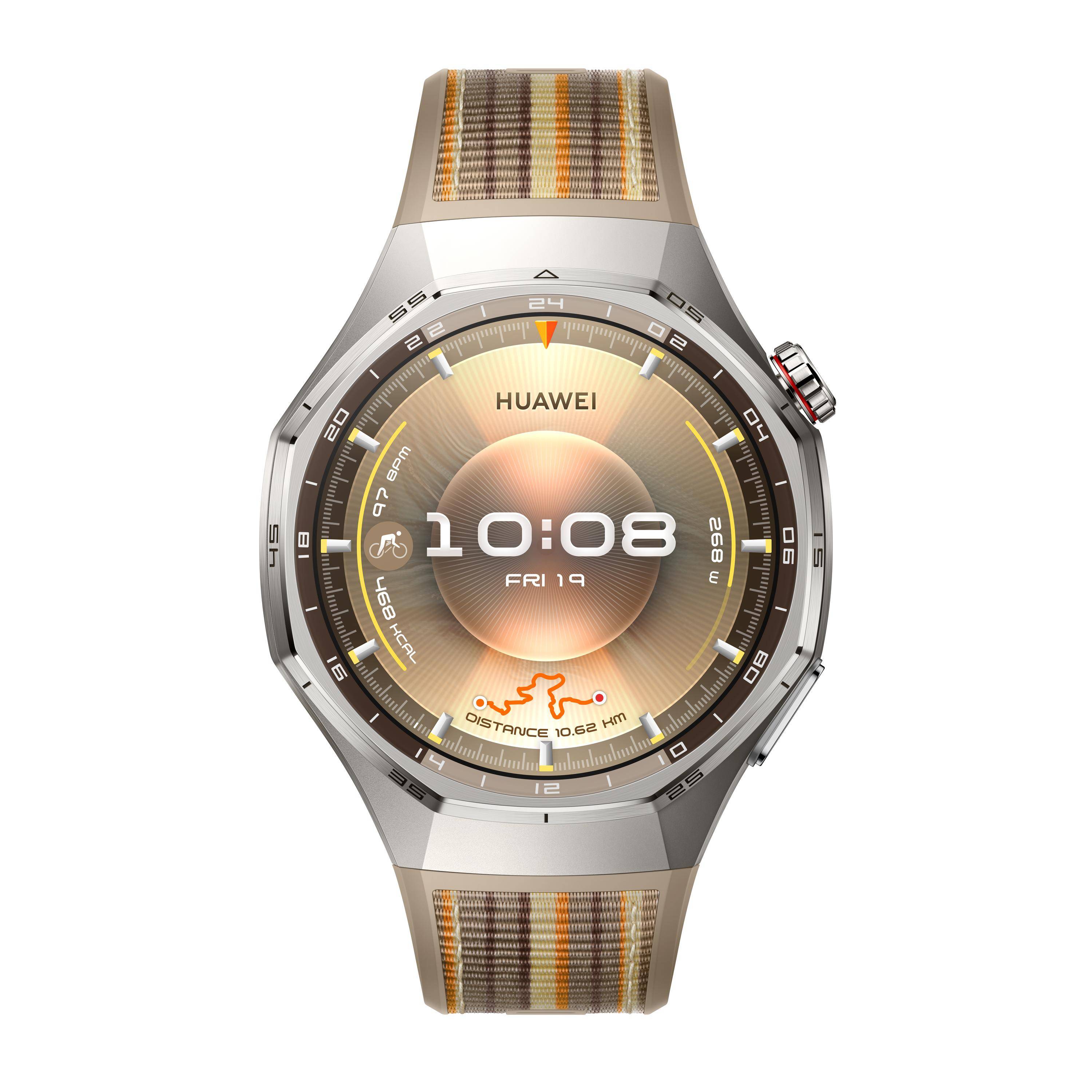 Huawei Watch GT 6 Pro - 46 mm - titanium alloy - intelligente Uhr mit Riemen - composite woven - braun - Handgelenkgröße-1