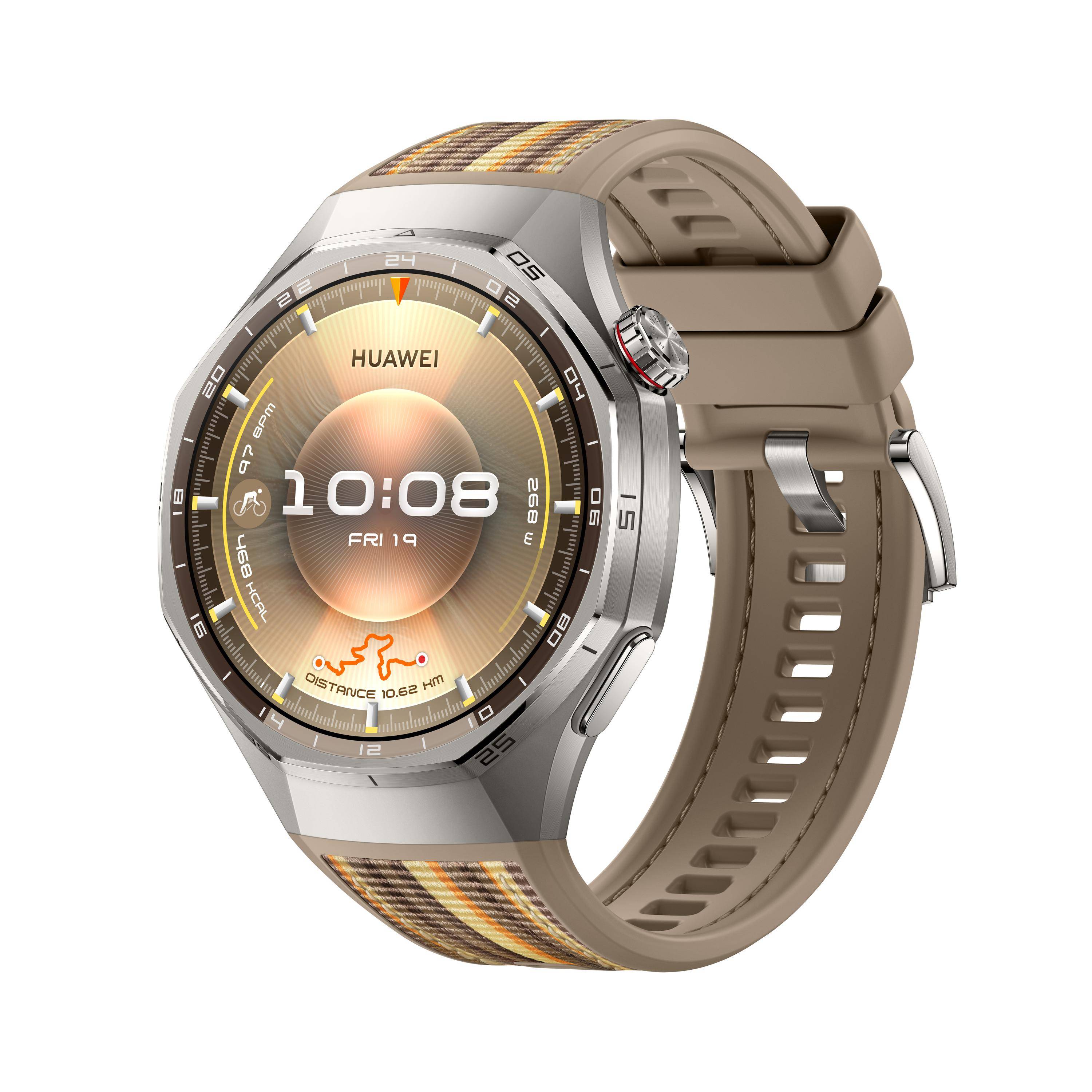 Huawei Watch GT 6 Pro - 46 mm - titanium alloy - intelligente Uhr mit Riemen - composite woven - braun - Handgelenkgröße-2