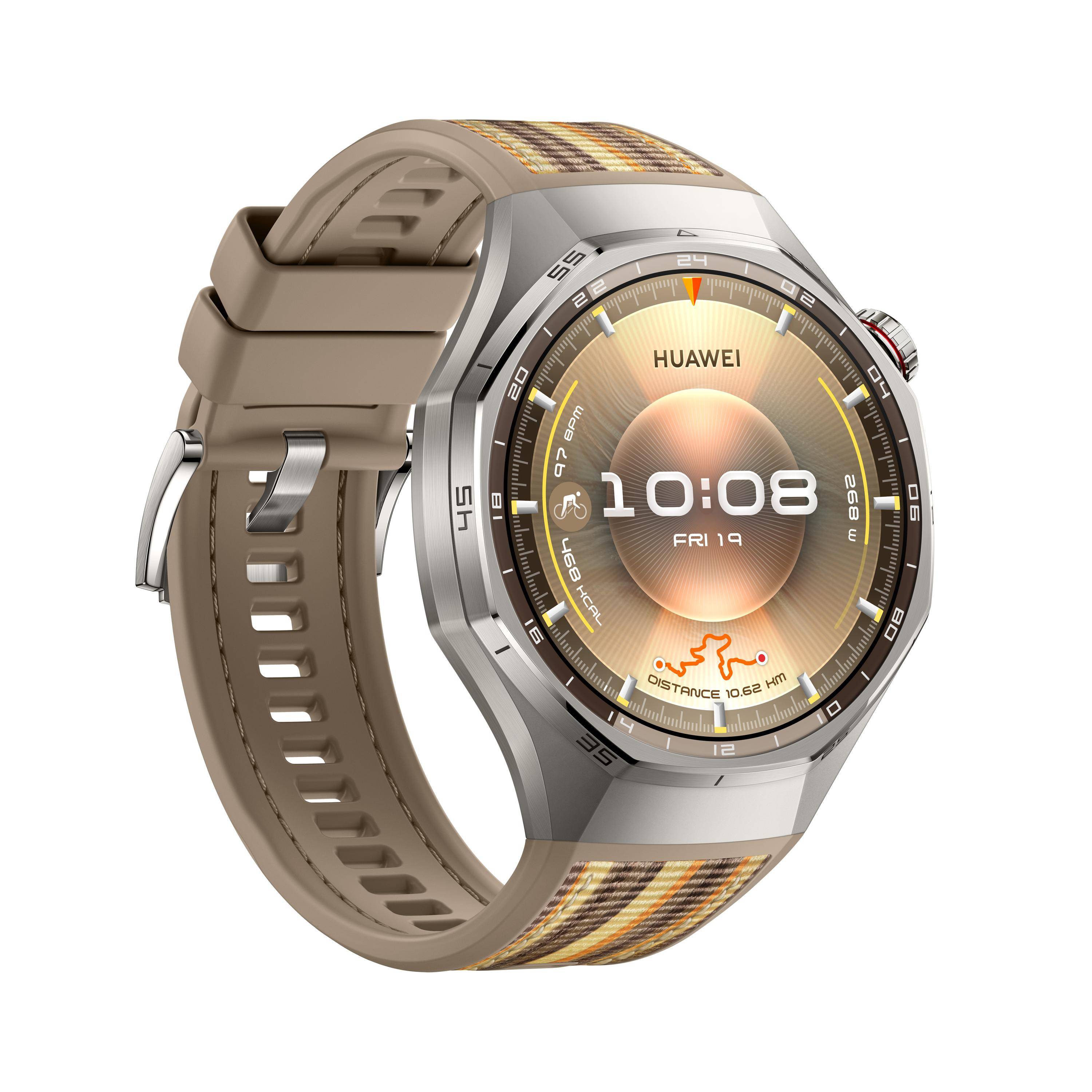 Huawei Watch GT 6 Pro - 46 mm - titanium alloy - intelligente Uhr mit Riemen - composite woven - braun - Handgelenkgröße-3